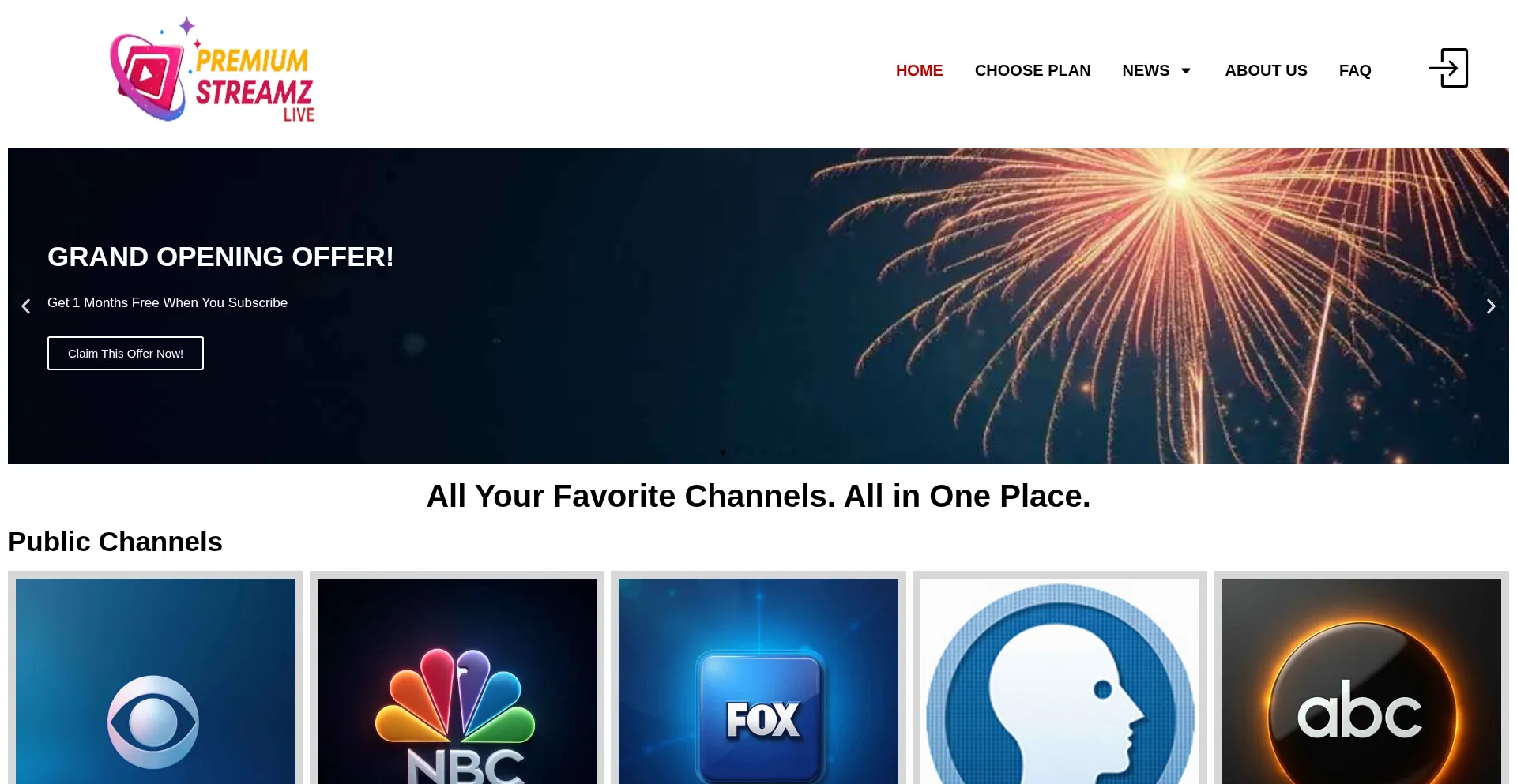 Website screenshot of Premiumstreamz.live