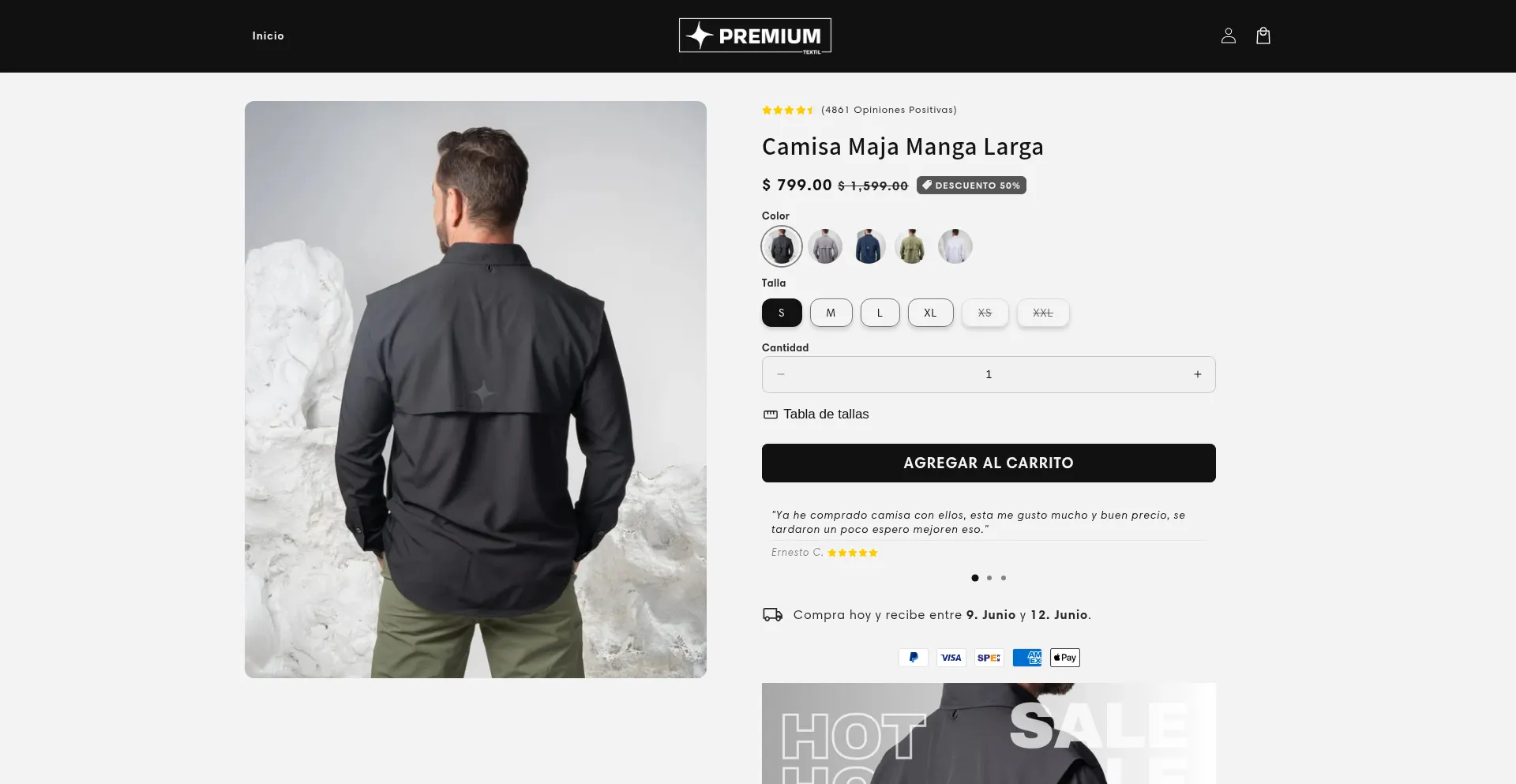 Website screenshot of Premiumtextil.com