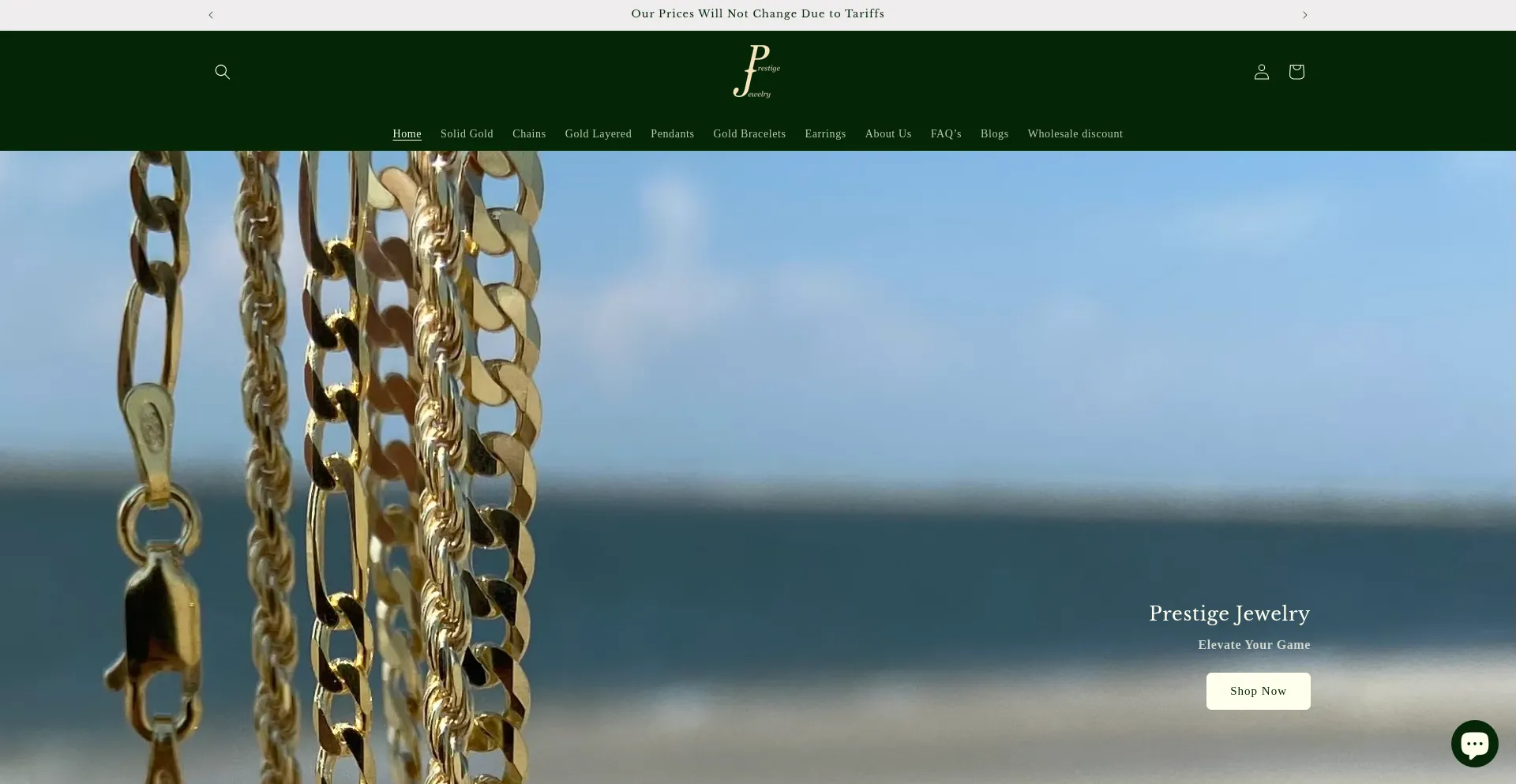 Website screenshot of Prestige-jewelry.com