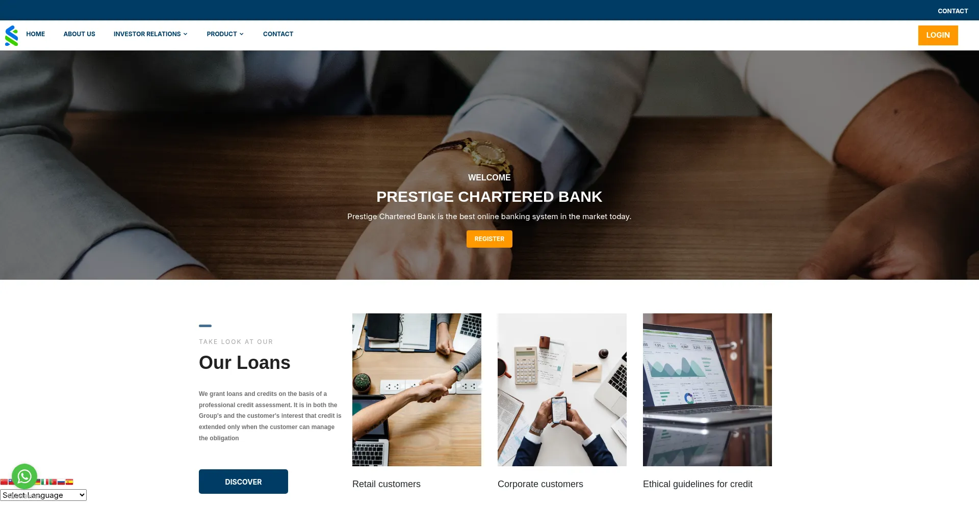 Website screenshot of Prestigechartered.com