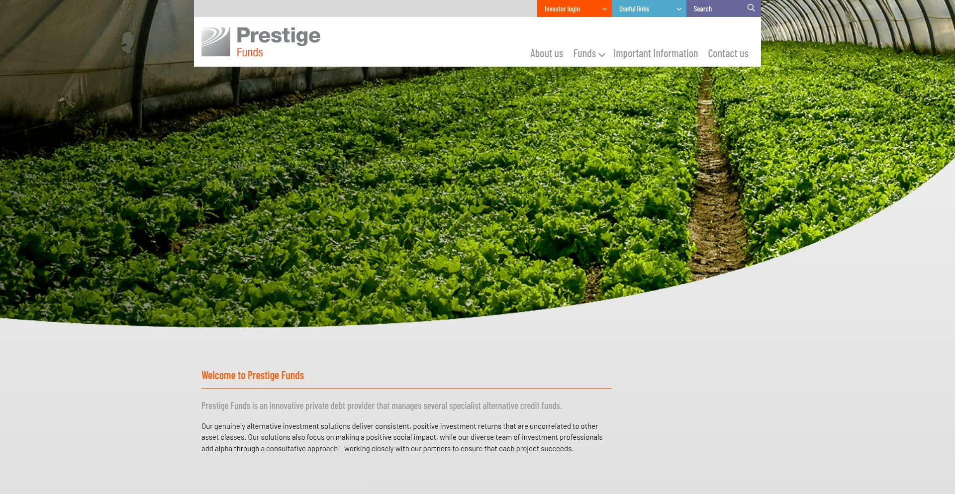 Website screenshot of Prestigefunds.com