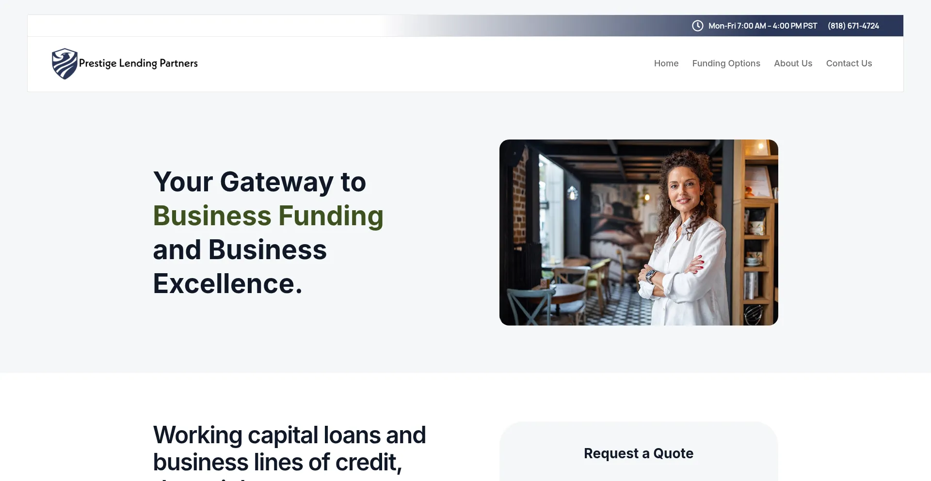Website screenshot of Prestigelendingpartner.com