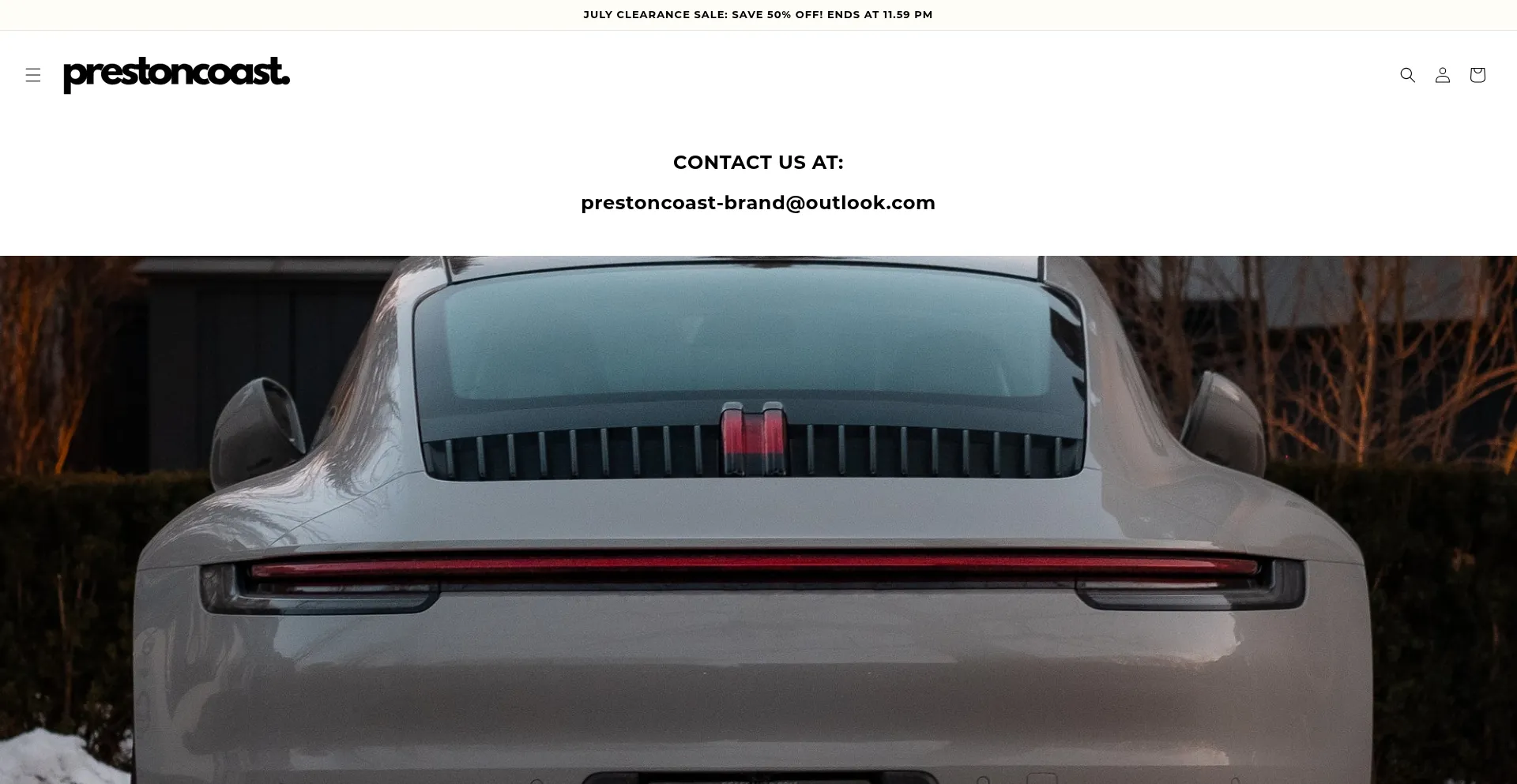 Website screenshot of Prestoncoast-brand.com