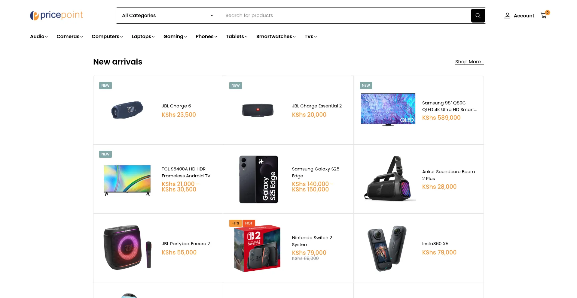Website screenshot of Pricepoint.co.ke