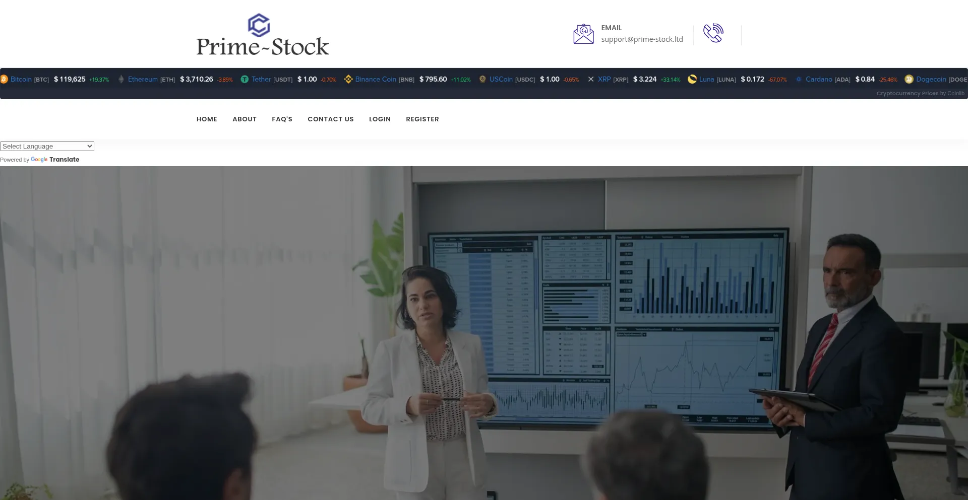 Website screenshot of Prime-stock.ltd