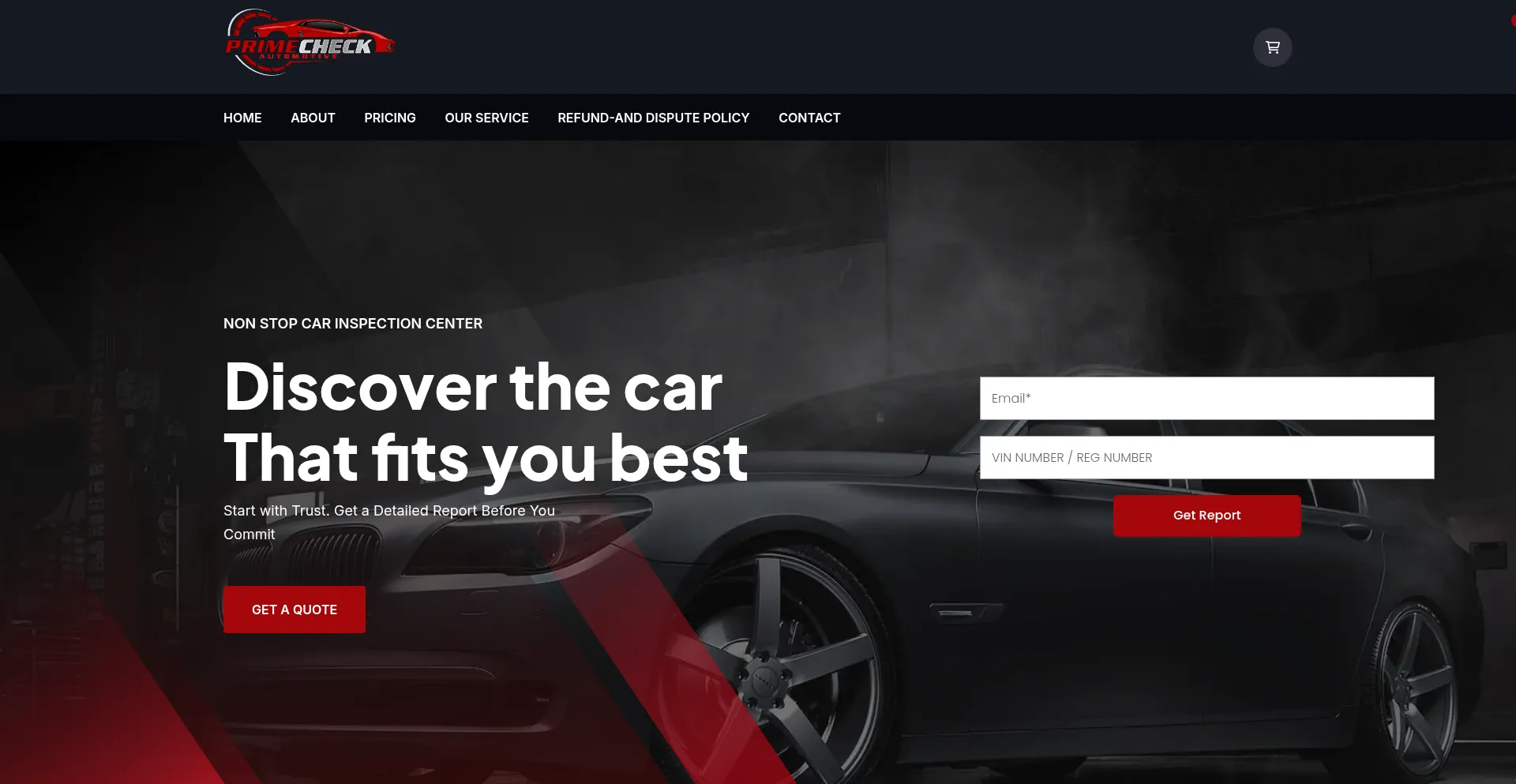 Website screenshot of Primecheckautomotive.com