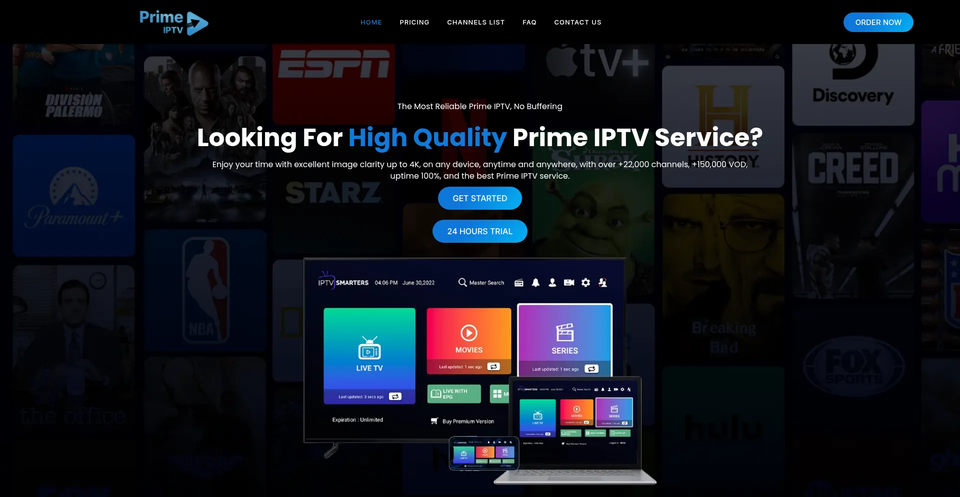 Website screenshot of Primeiptv.org