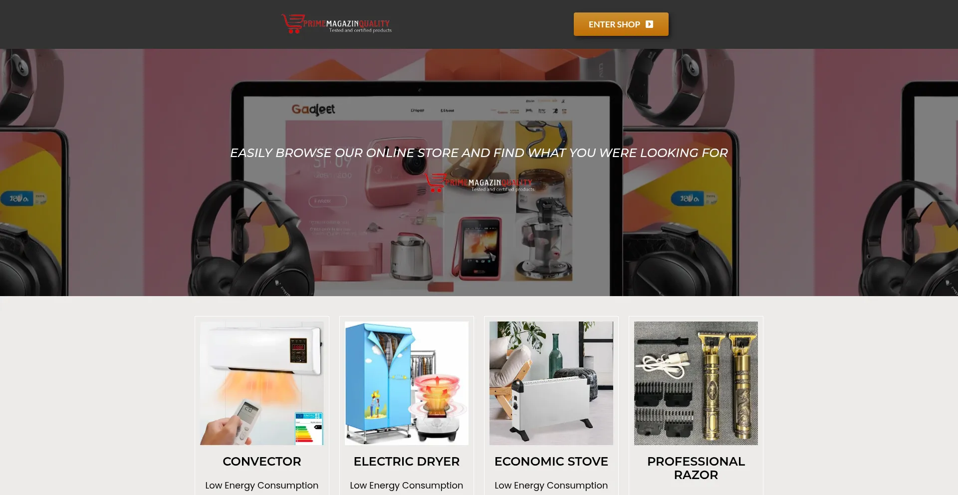 Website screenshot of Primemagazinquality.com