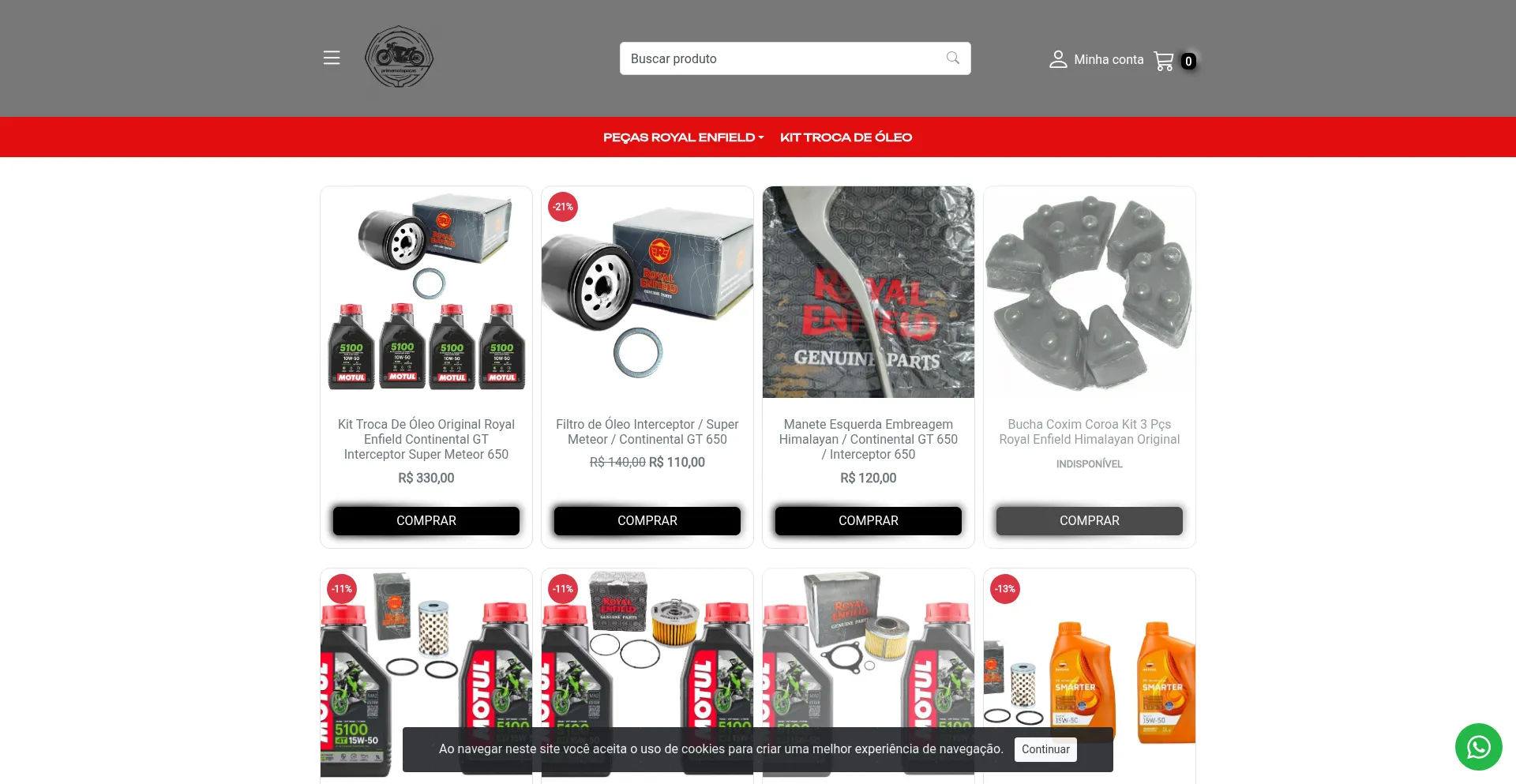 Website screenshot of Primemoto.com.br