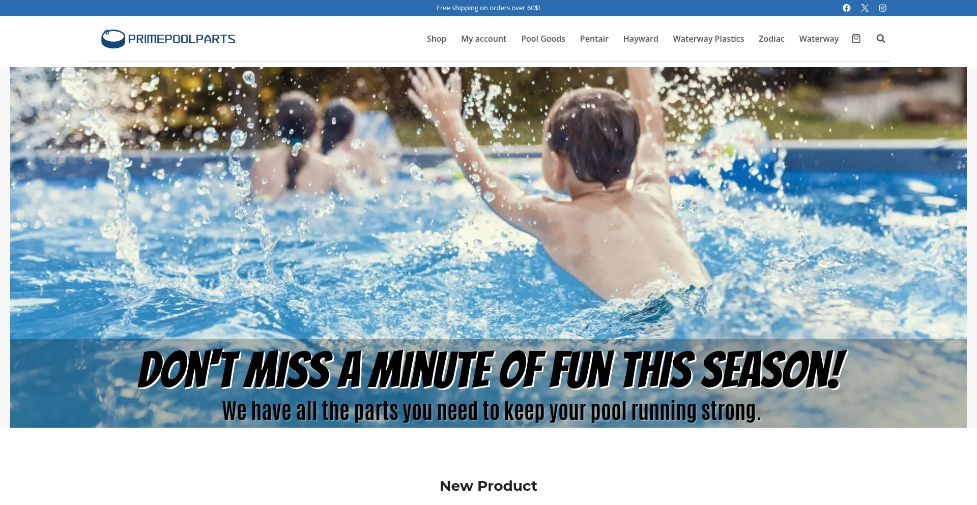 Website screenshot of Primepoolparts.com