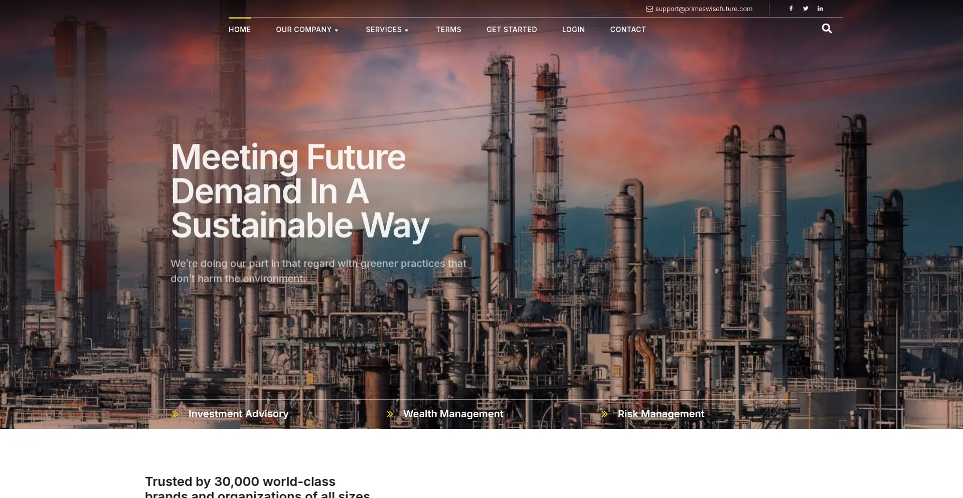 Website screenshot of Primeswisefuture.com