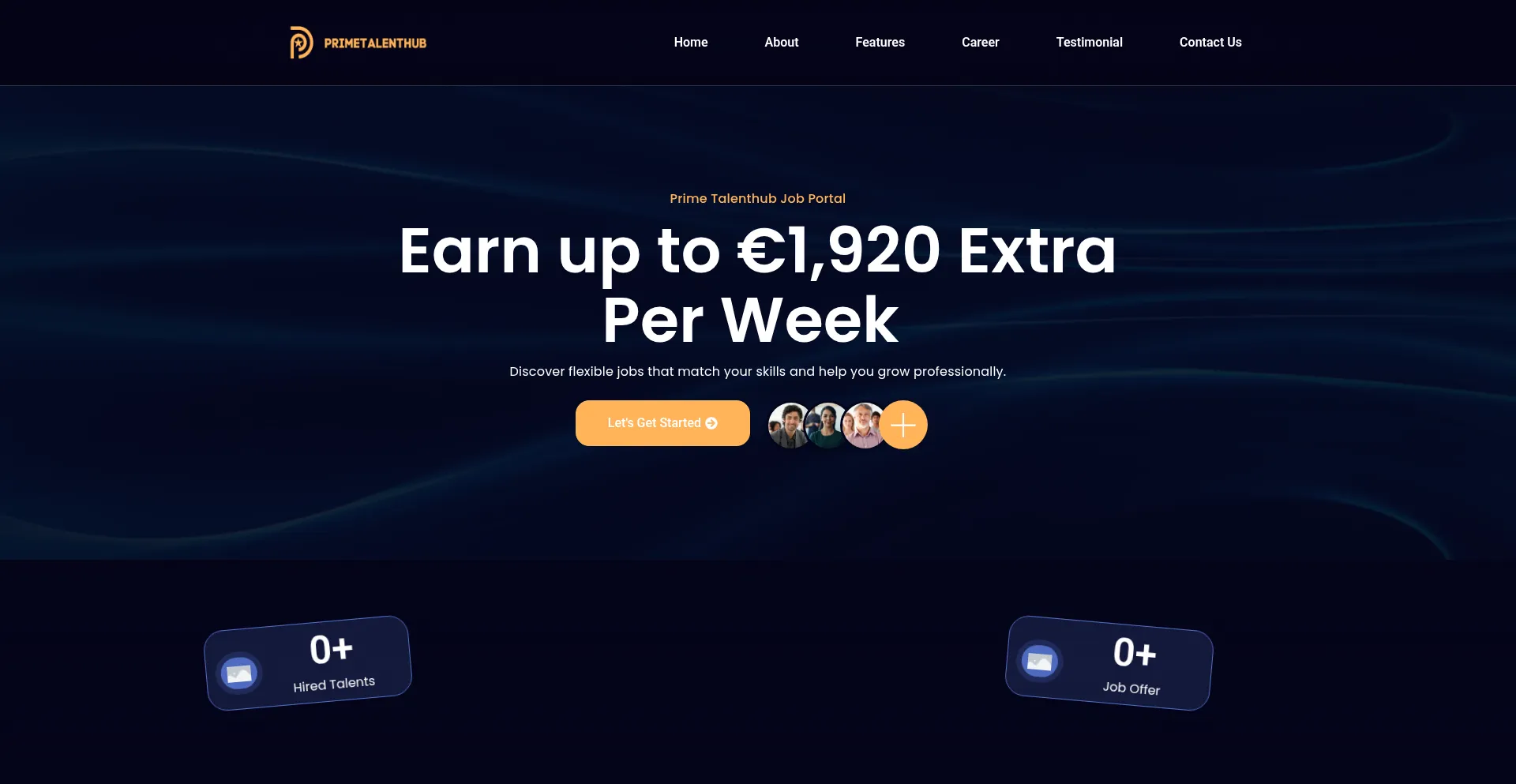 Website screenshot of Primetalenthub.online