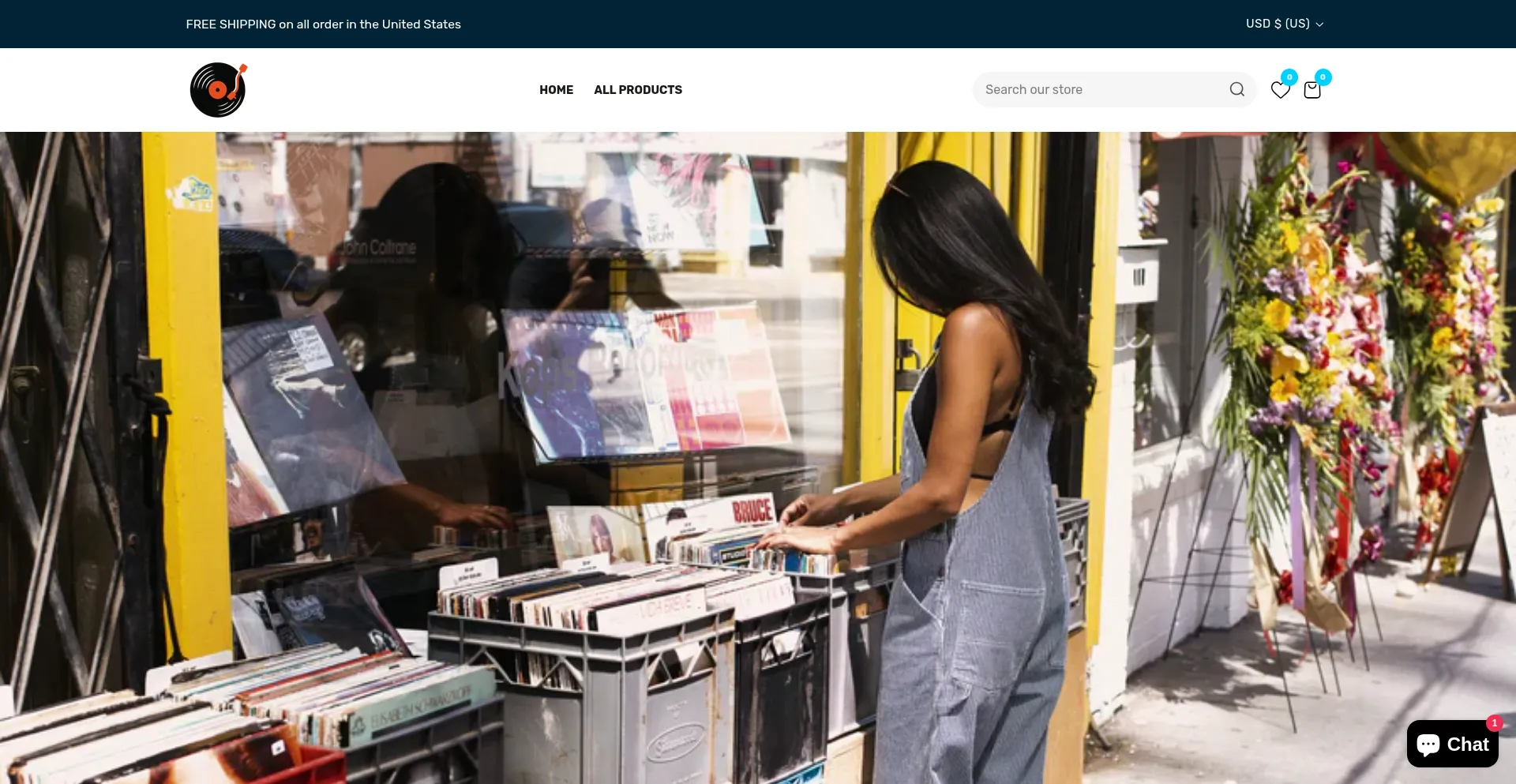 Website screenshot of Primevinyl.shop