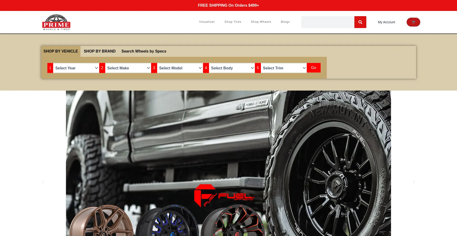 Website screenshot of Primewheels.com