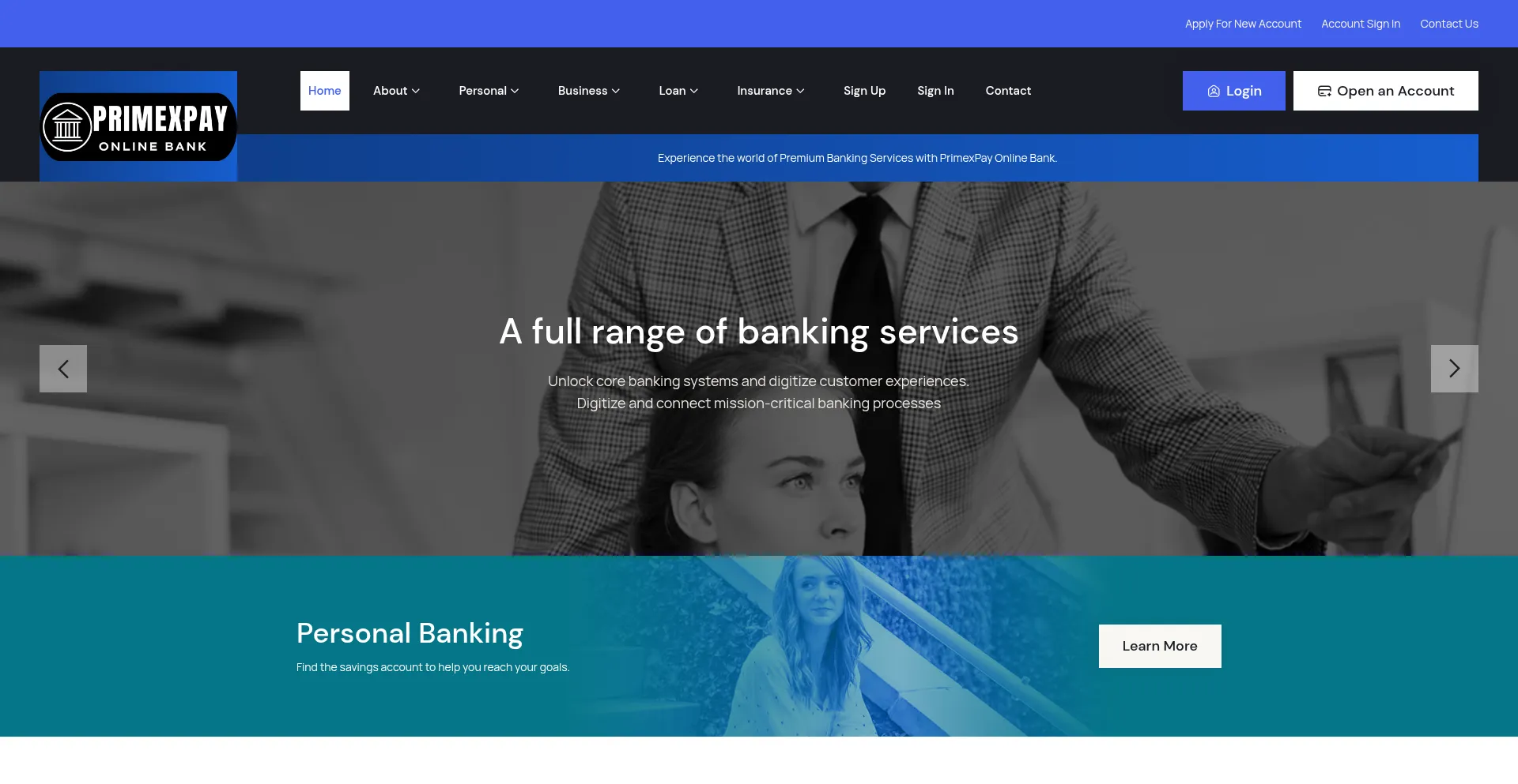 Website screenshot of Primexpayonline.com