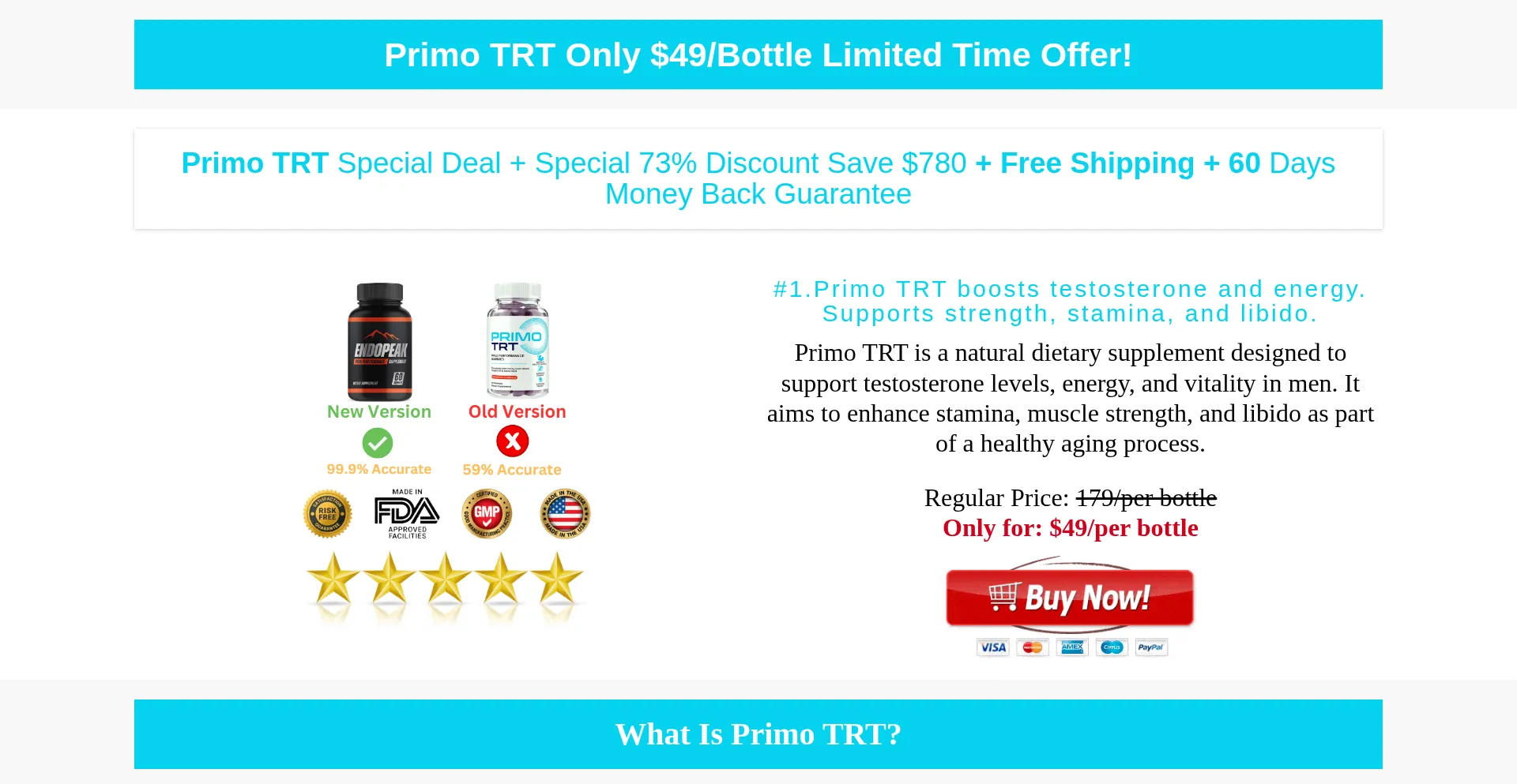 Website screenshot of Primo-trt.com