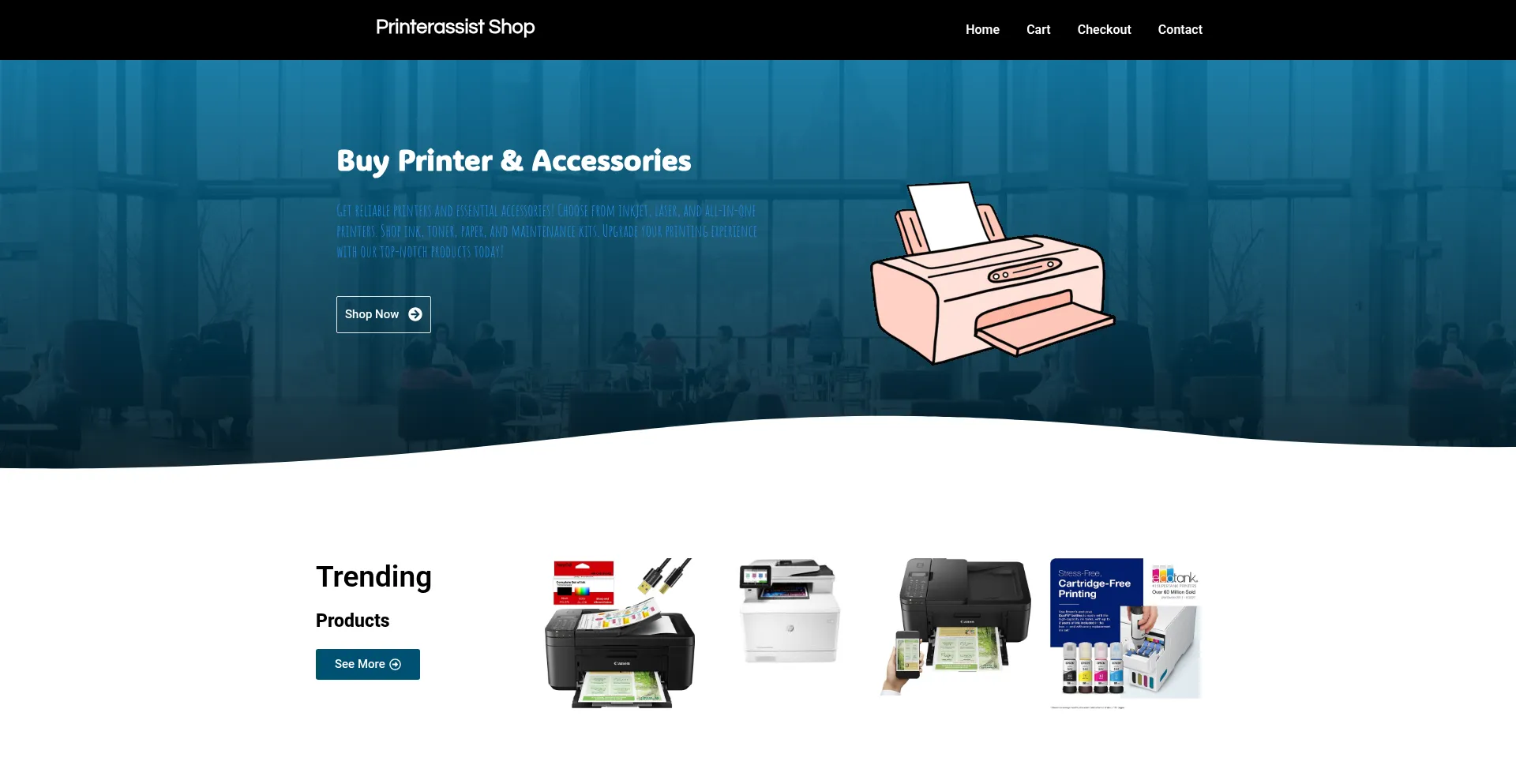 Website screenshot of Printerassistshop.com