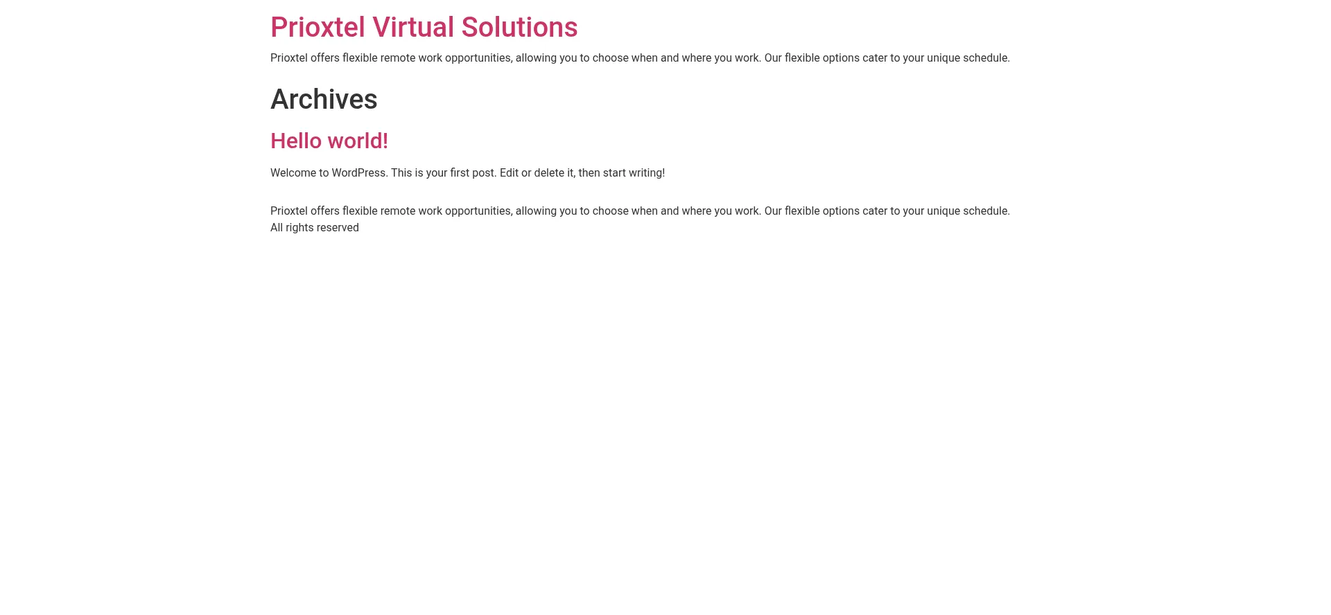 Website screenshot of Prioxtel.com