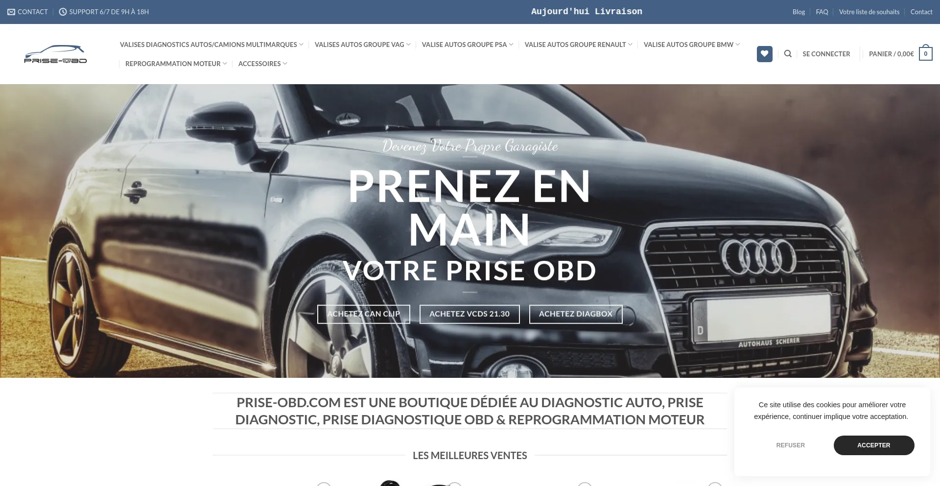 Website screenshot of Prise-obd.com