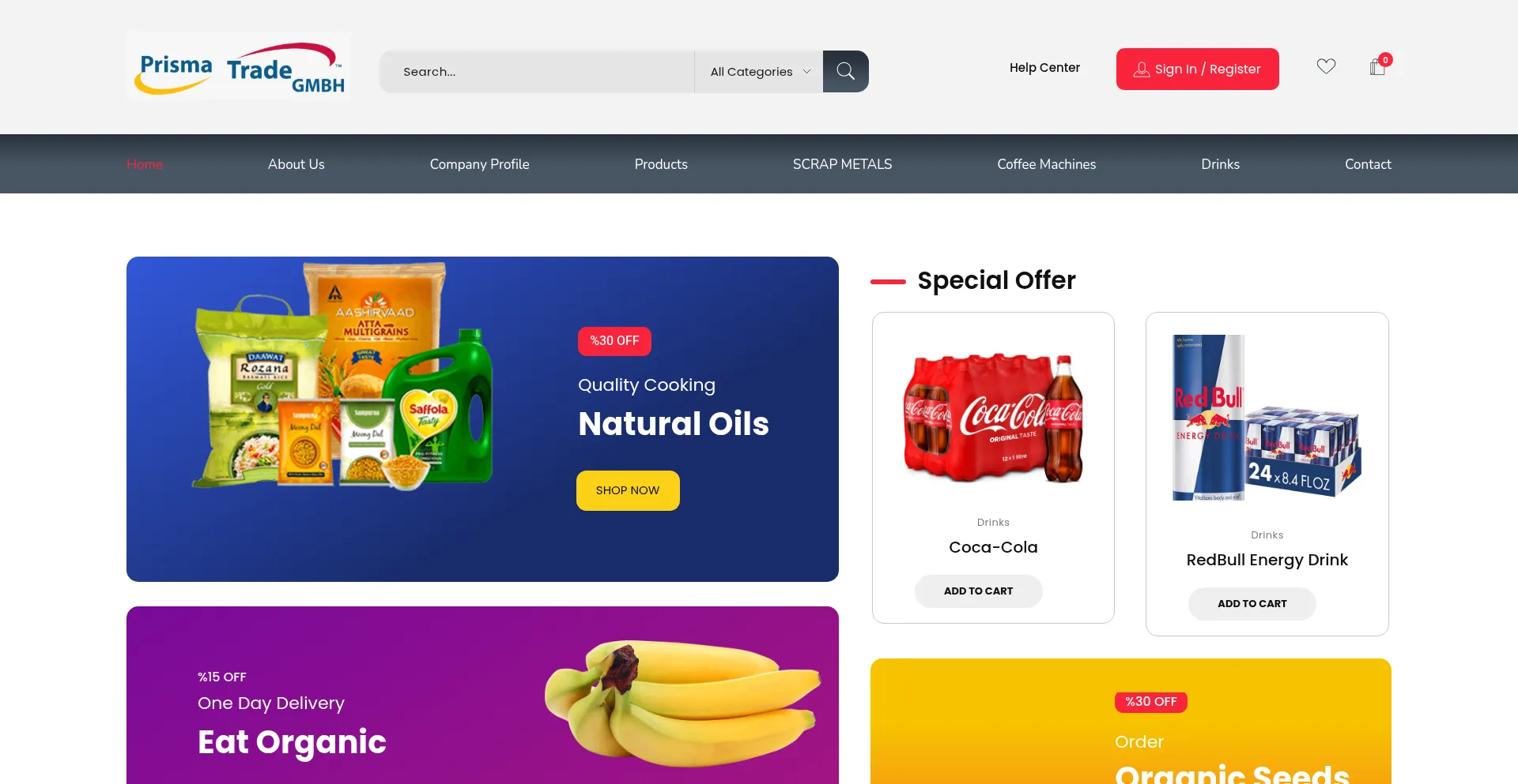 Website screenshot of Prismatradegmbhs.com
