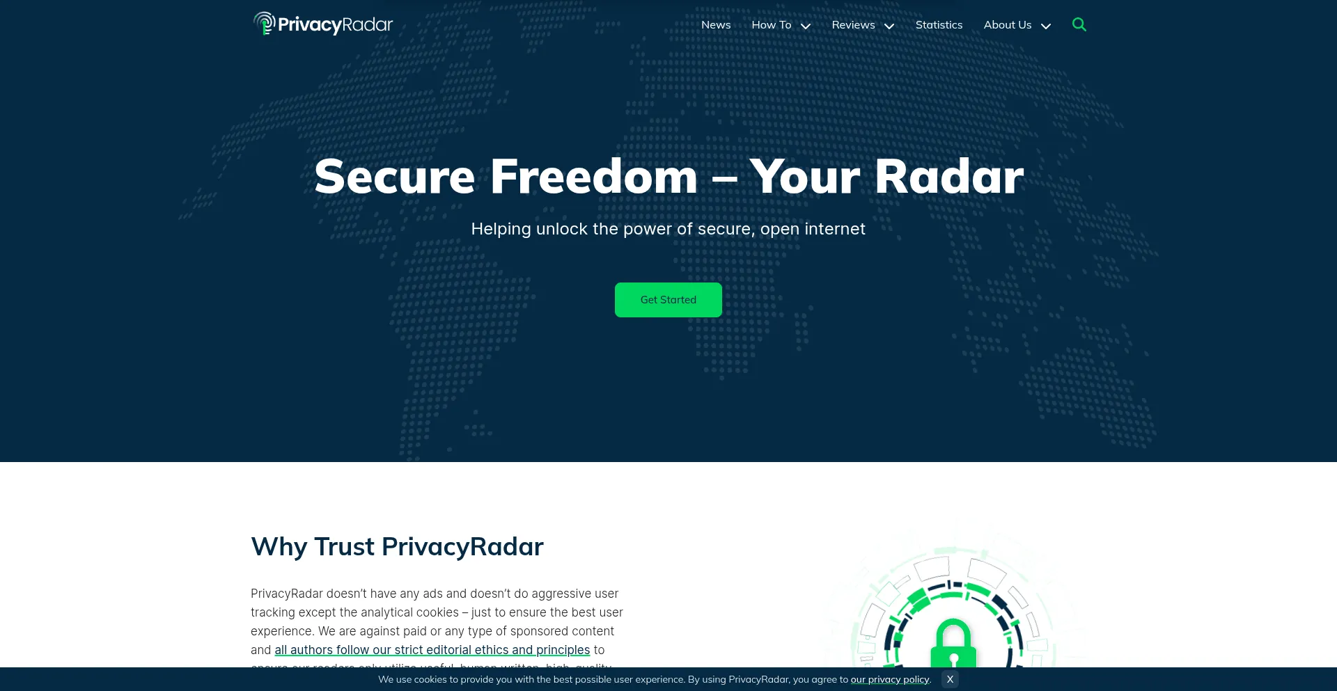 Website screenshot of Privacyradar.com