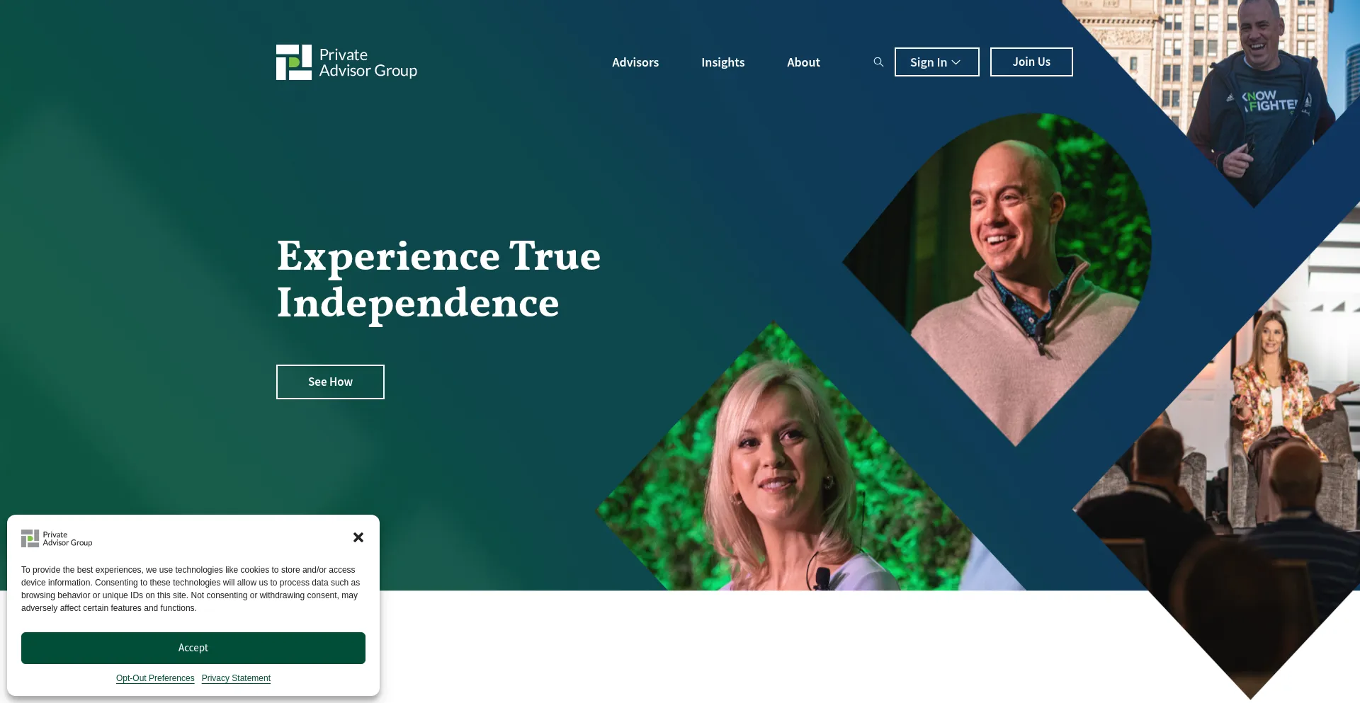 Website screenshot of Privateadvisorgroup.com