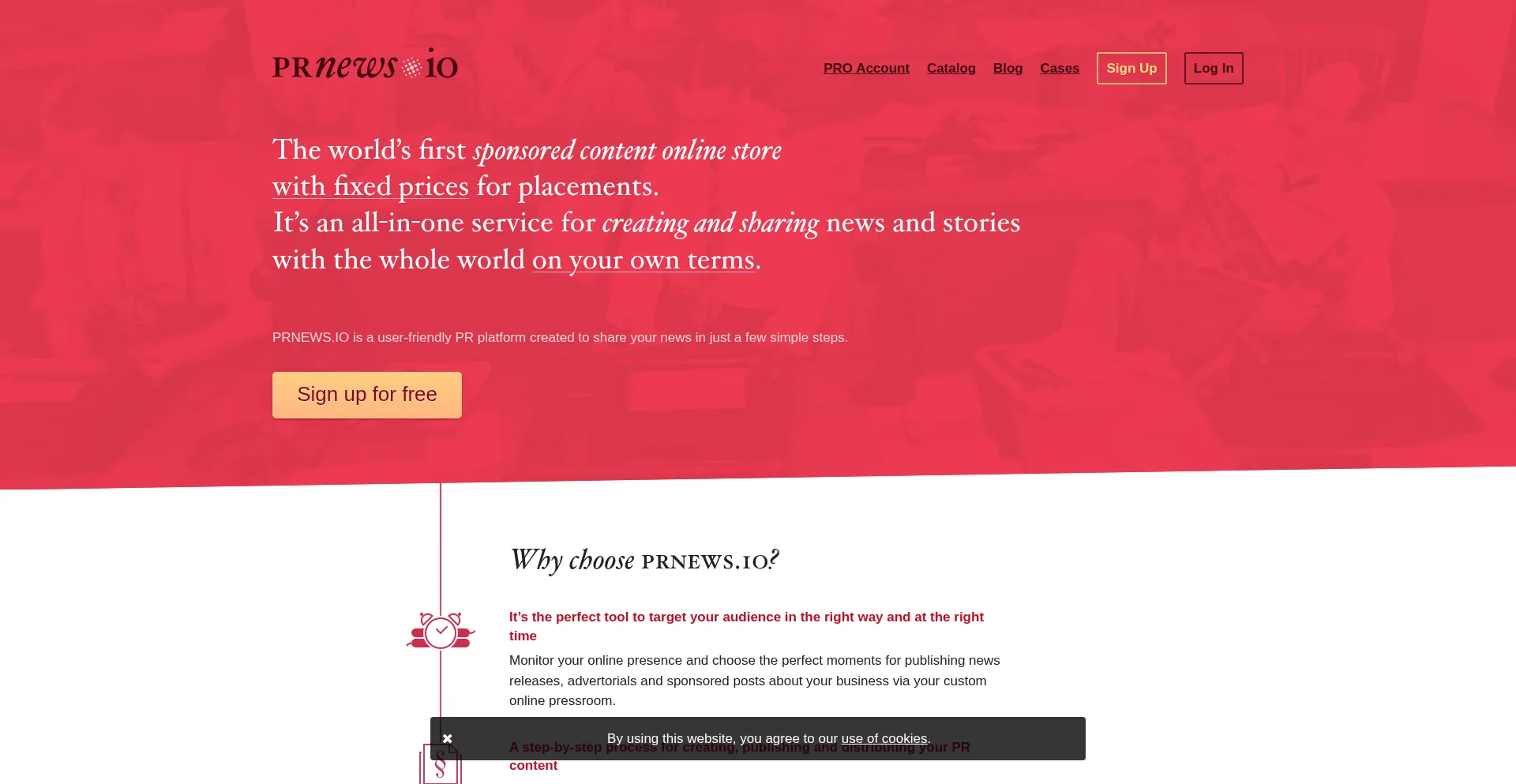 Website screenshot of Prnews.io