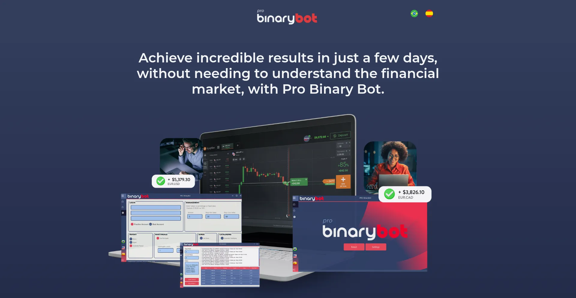 Website screenshot of Probinarybot.com