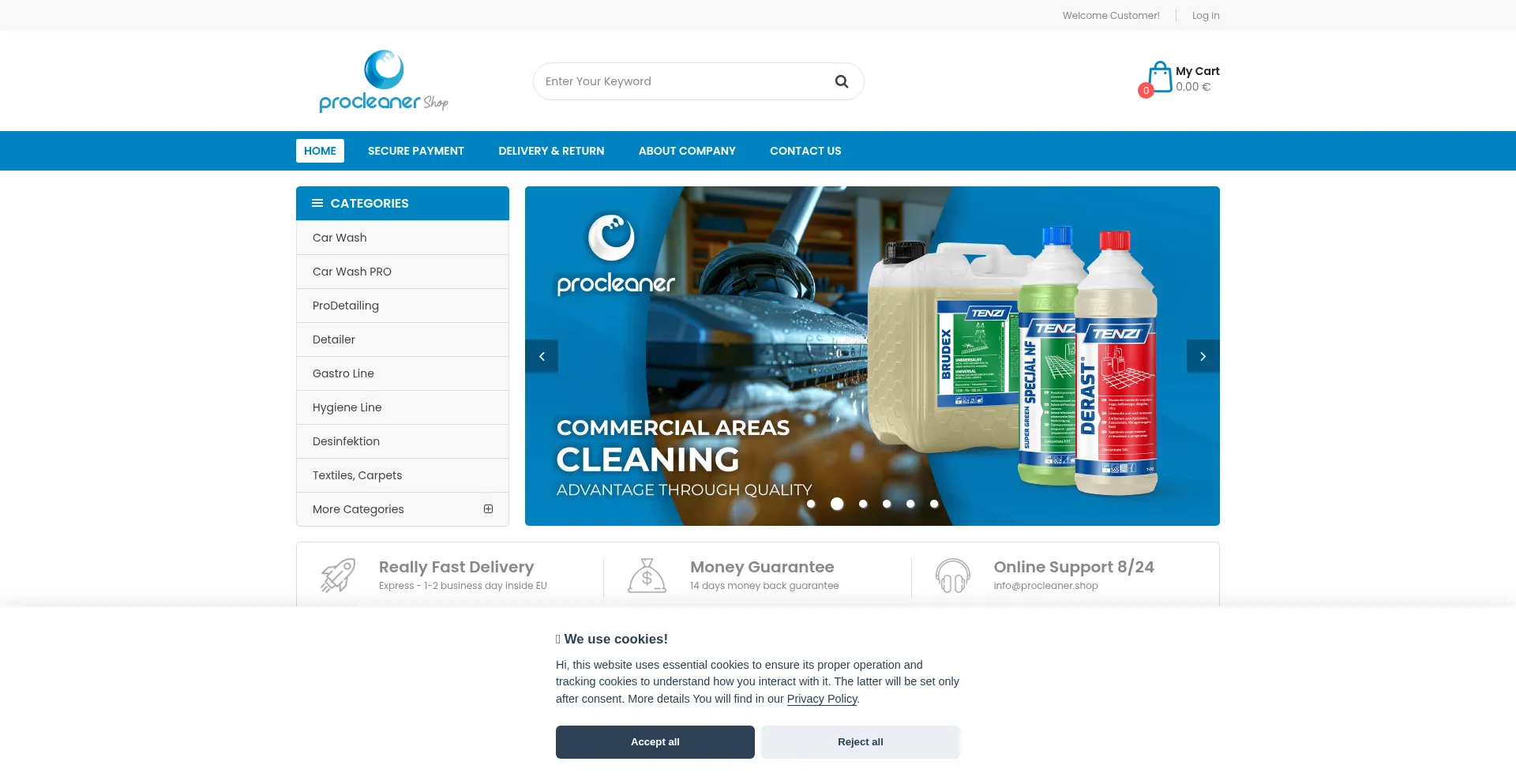 Website screenshot of Procleaner.com