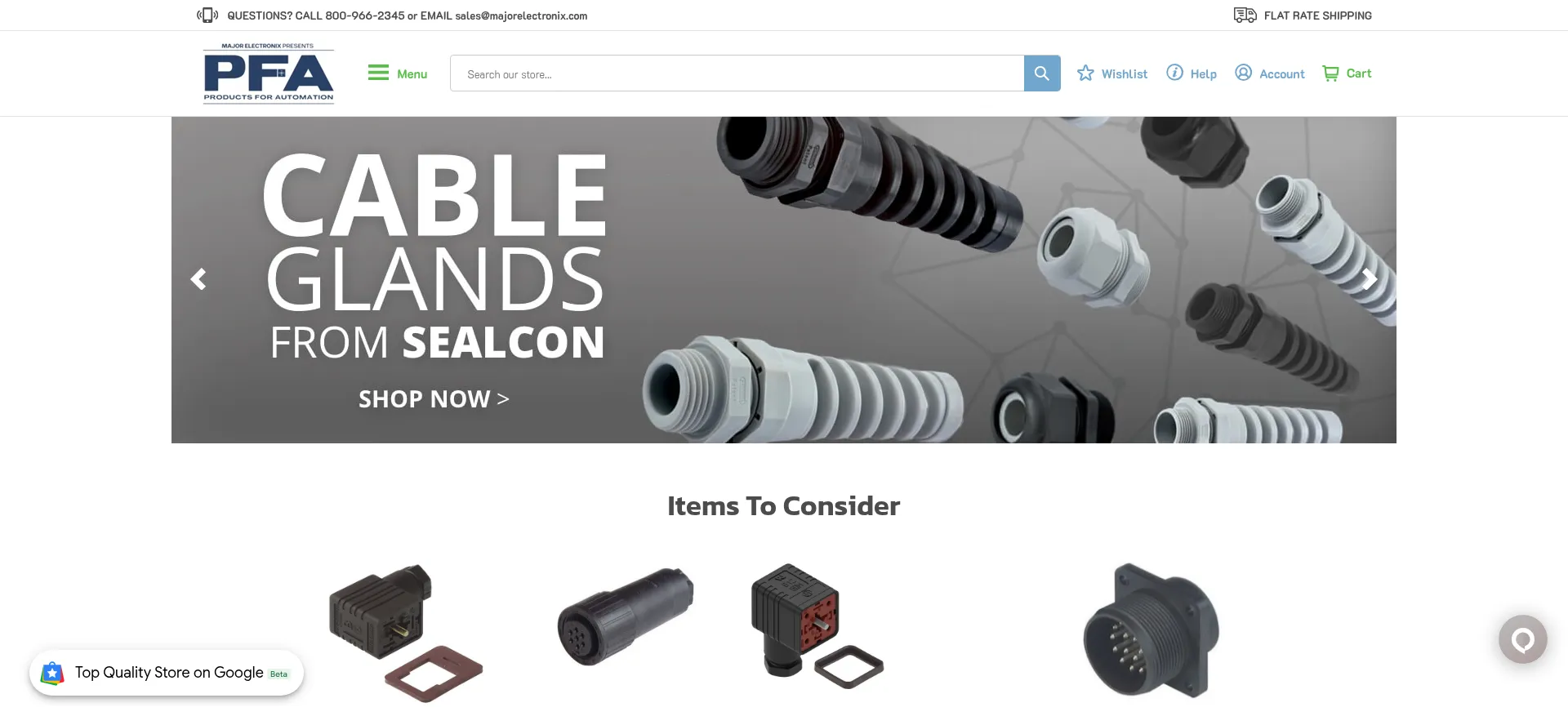 Website screenshot of Productsforautomation.com