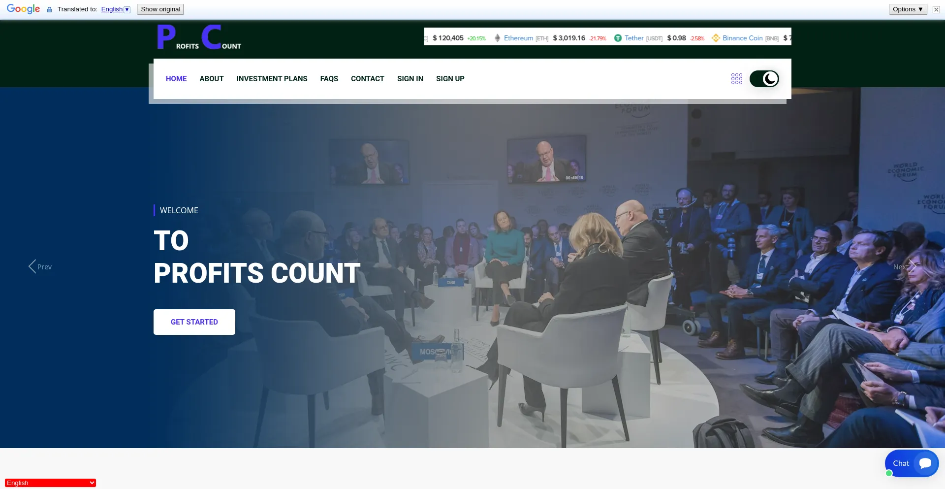 Website screenshot of Profitscount.org