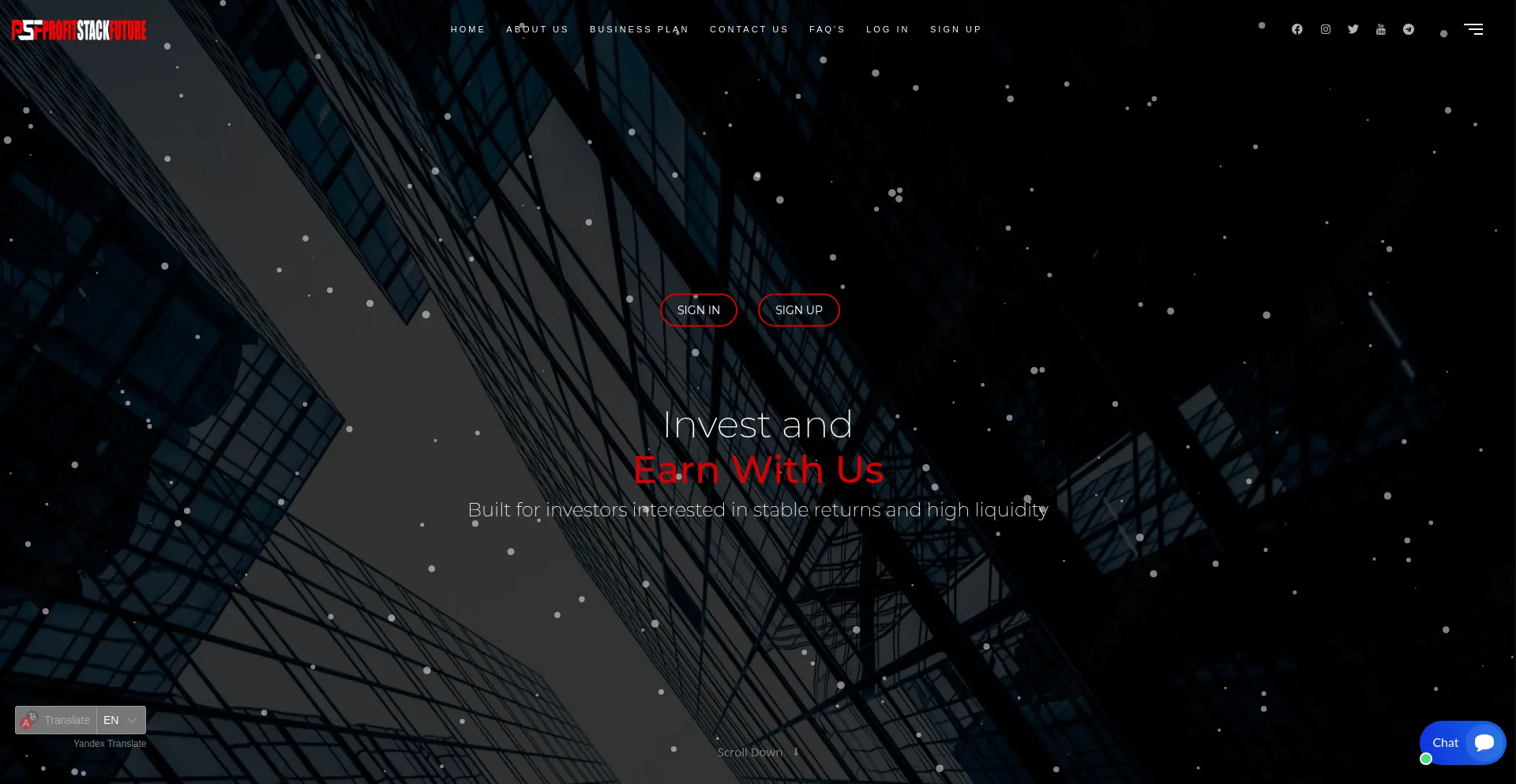 Website screenshot of Profitstackfuture.com