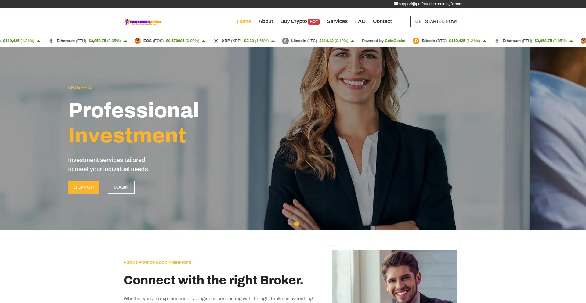 Website screenshot of Profoundcoinminingfx.com