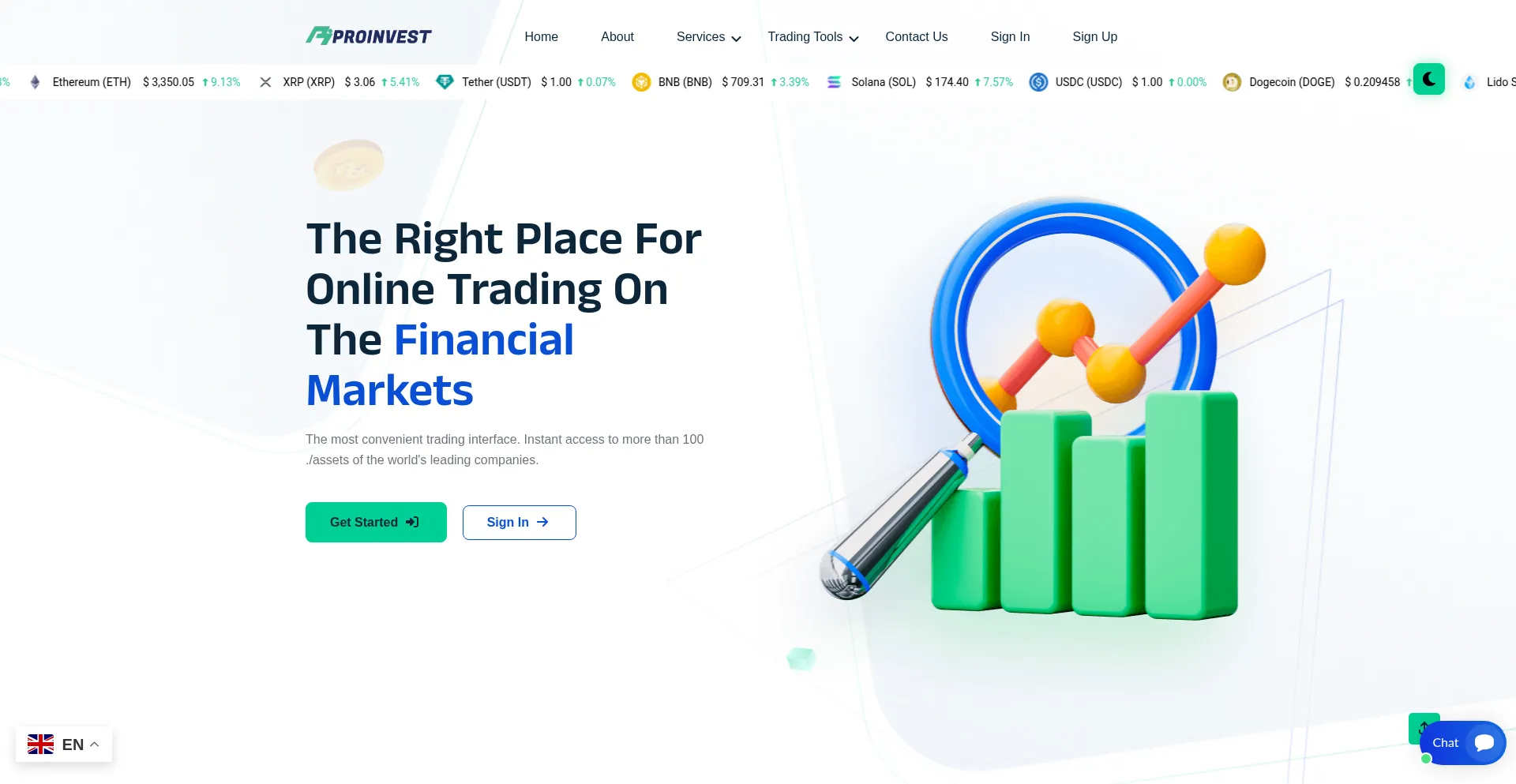 Website screenshot of Proinvests.live