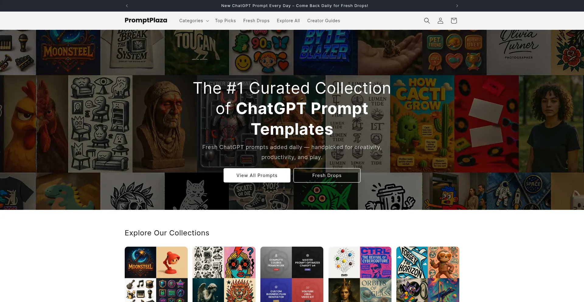 Website screenshot of Promptplaza.store