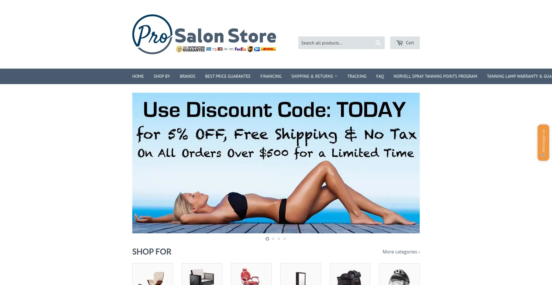 Website screenshot of Prosalonstore.com