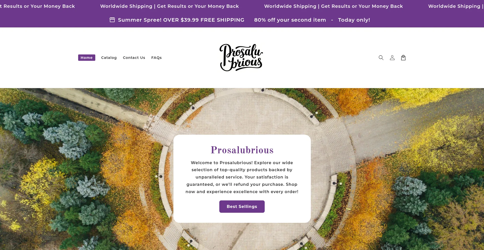 Website screenshot of Prosalubrious.com