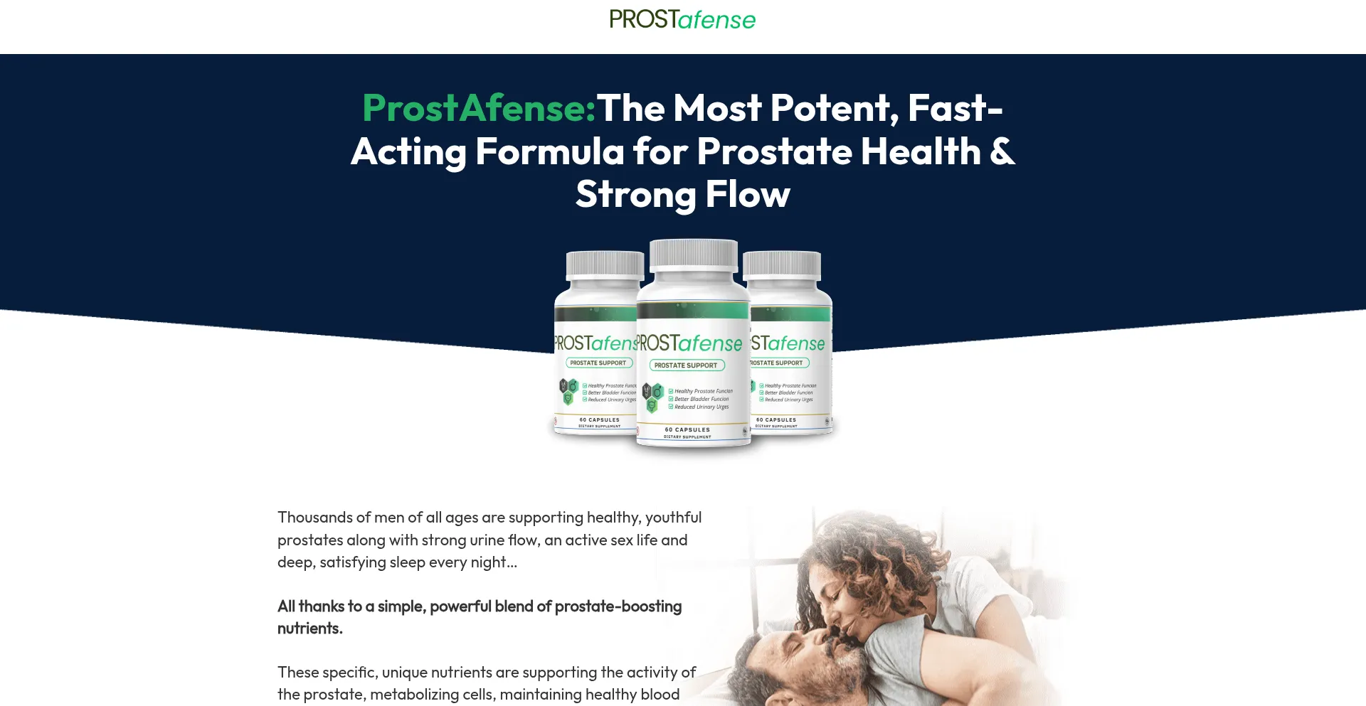 Website screenshot of Prostafense.com