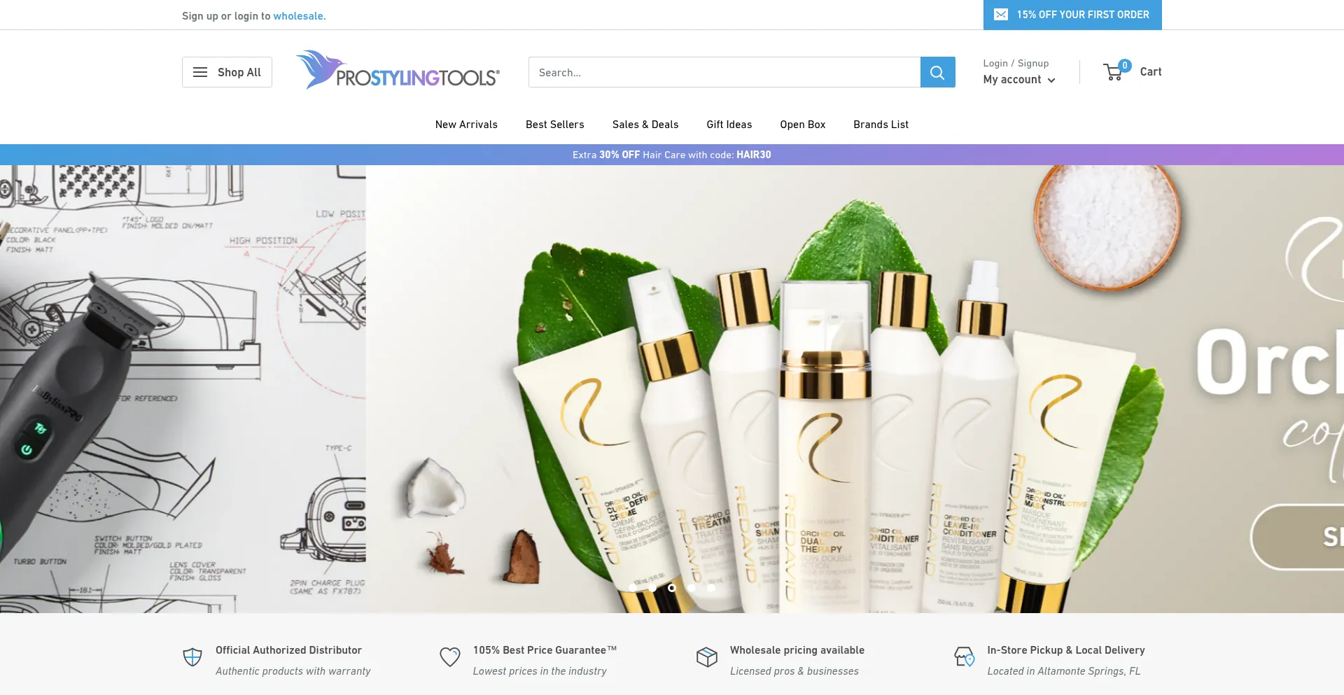 Website screenshot of Prostylingtools.com