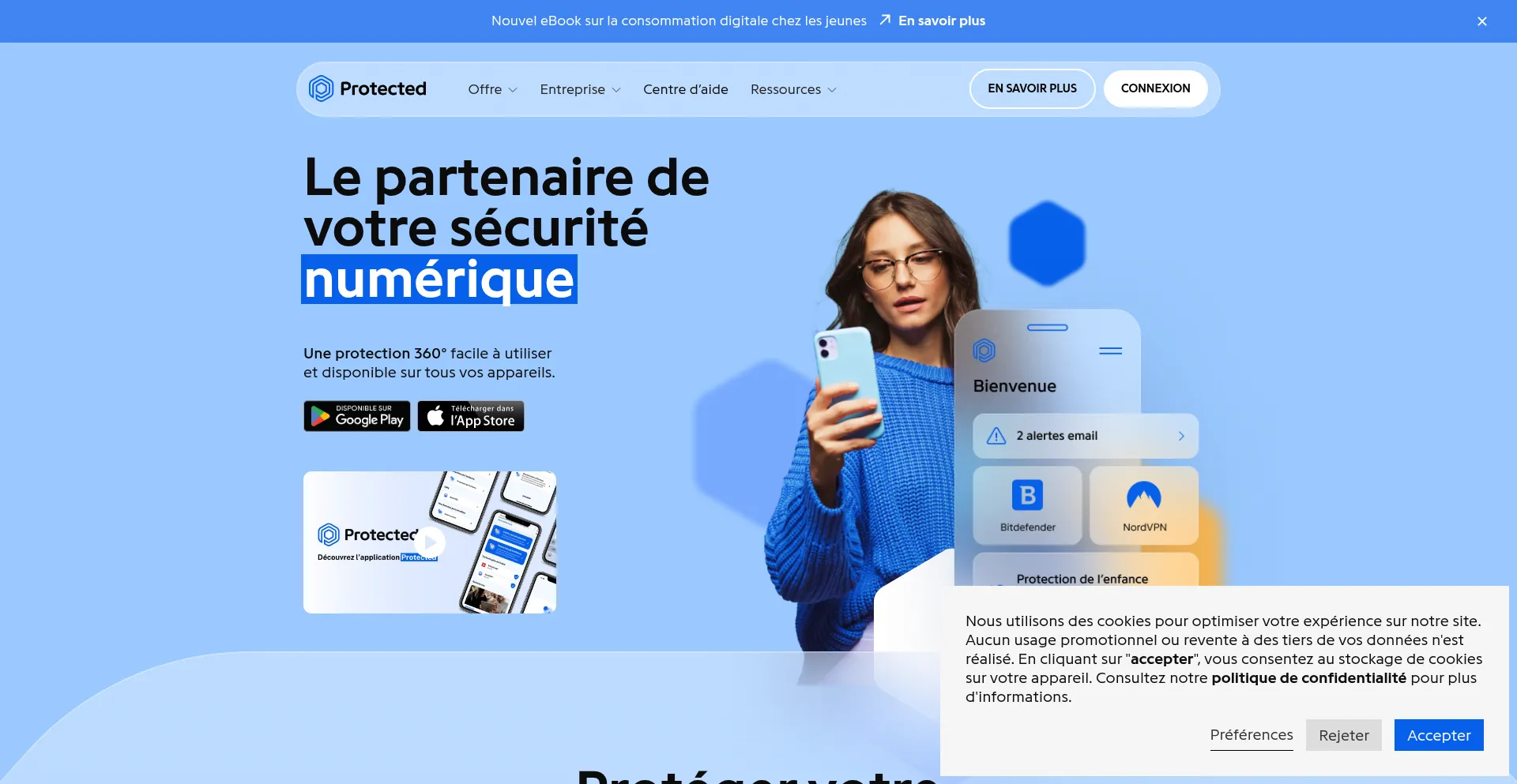 Website screenshot of Protected.eu
