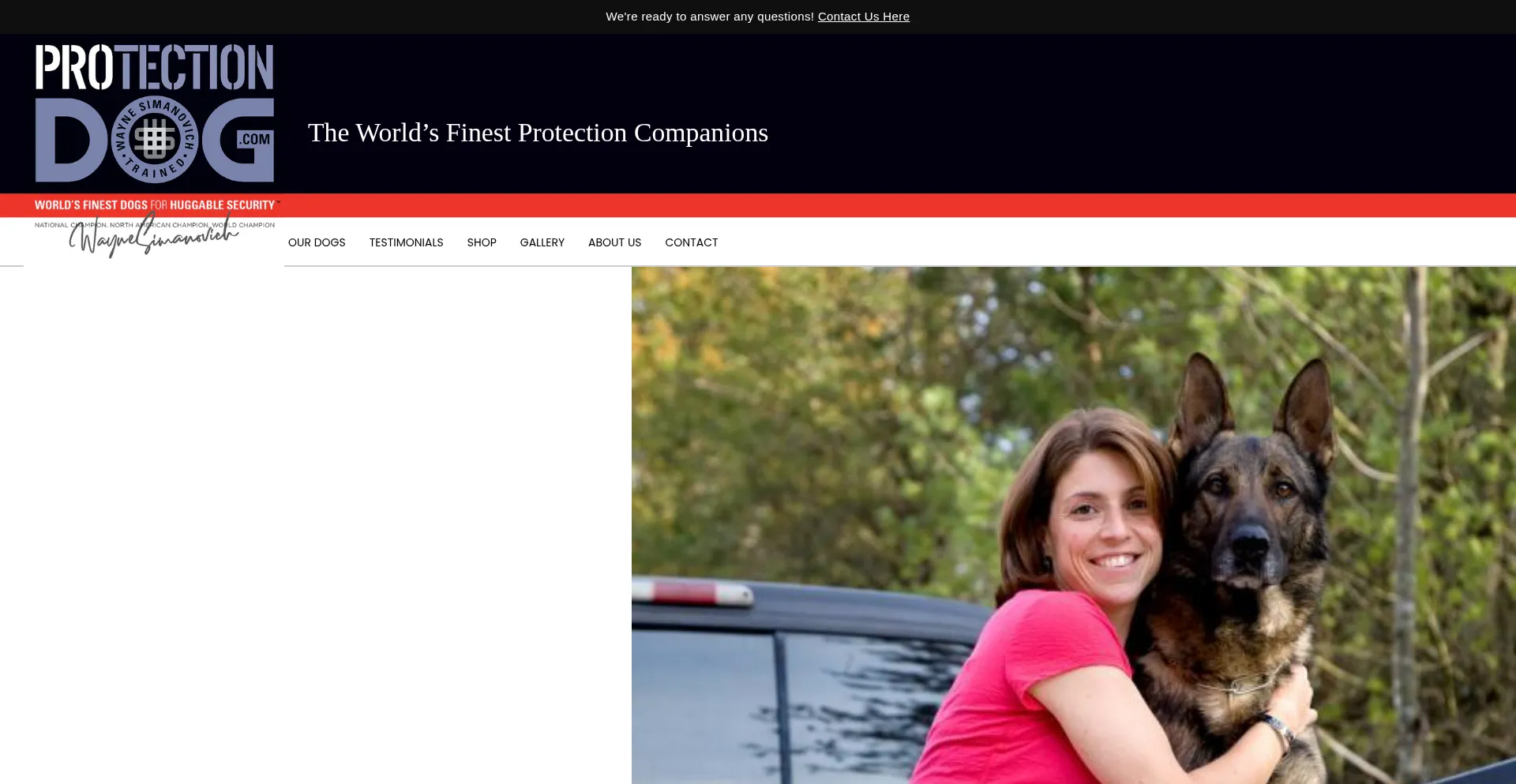 Website screenshot of Protectiondog.com