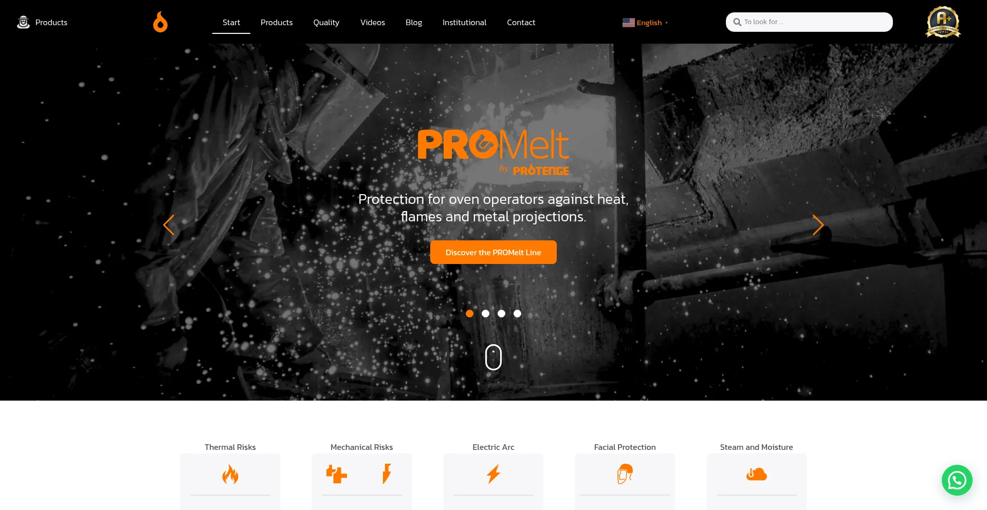 Website screenshot of Protenge.com.br