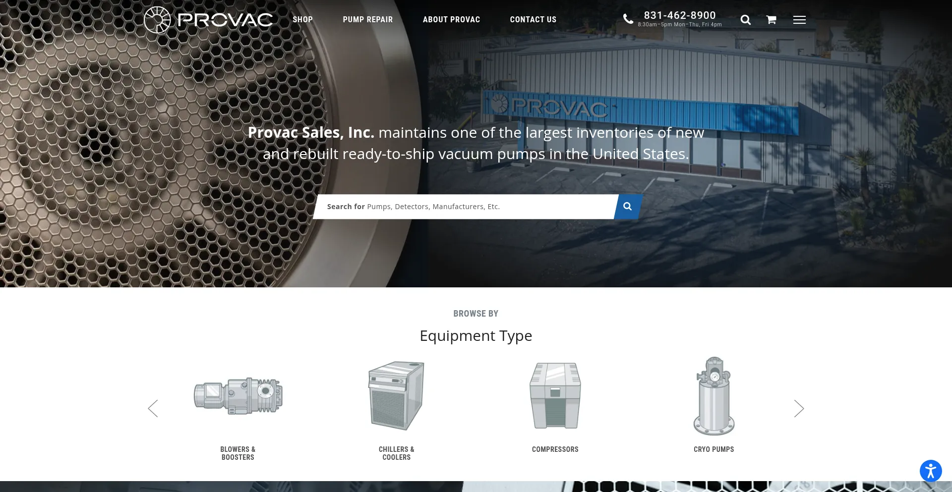 Website screenshot of Provac.com