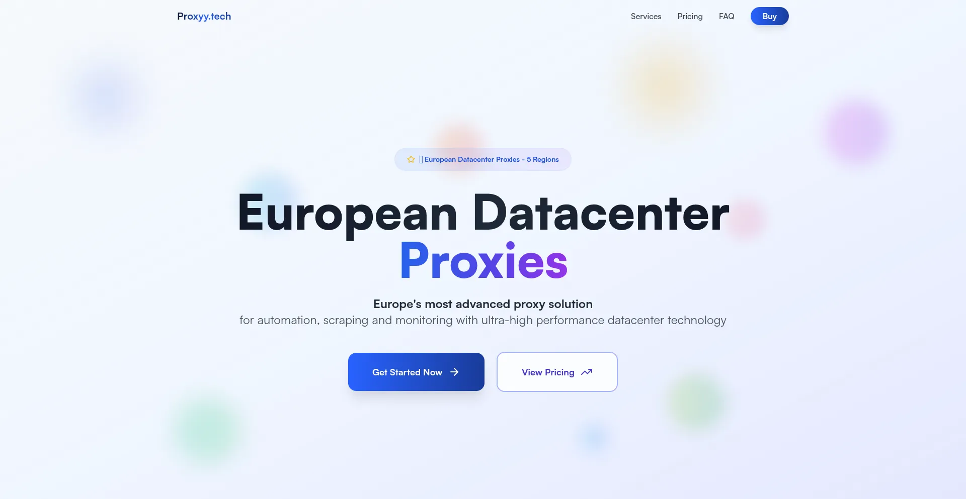 Website screenshot of Proxyy.tech