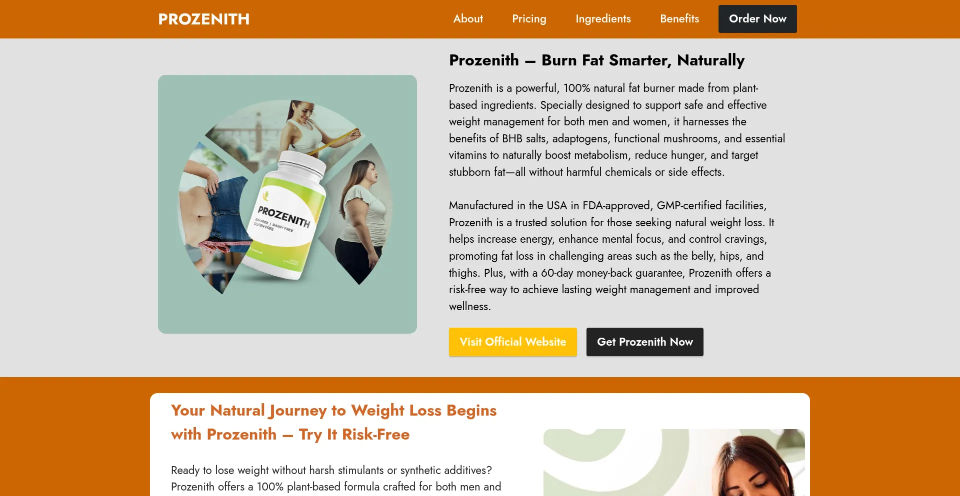 Website screenshot of Prozenith-supplement.us