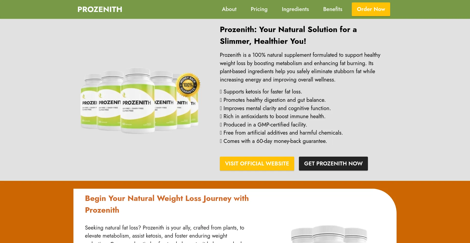 Website screenshot of Prozynith.com