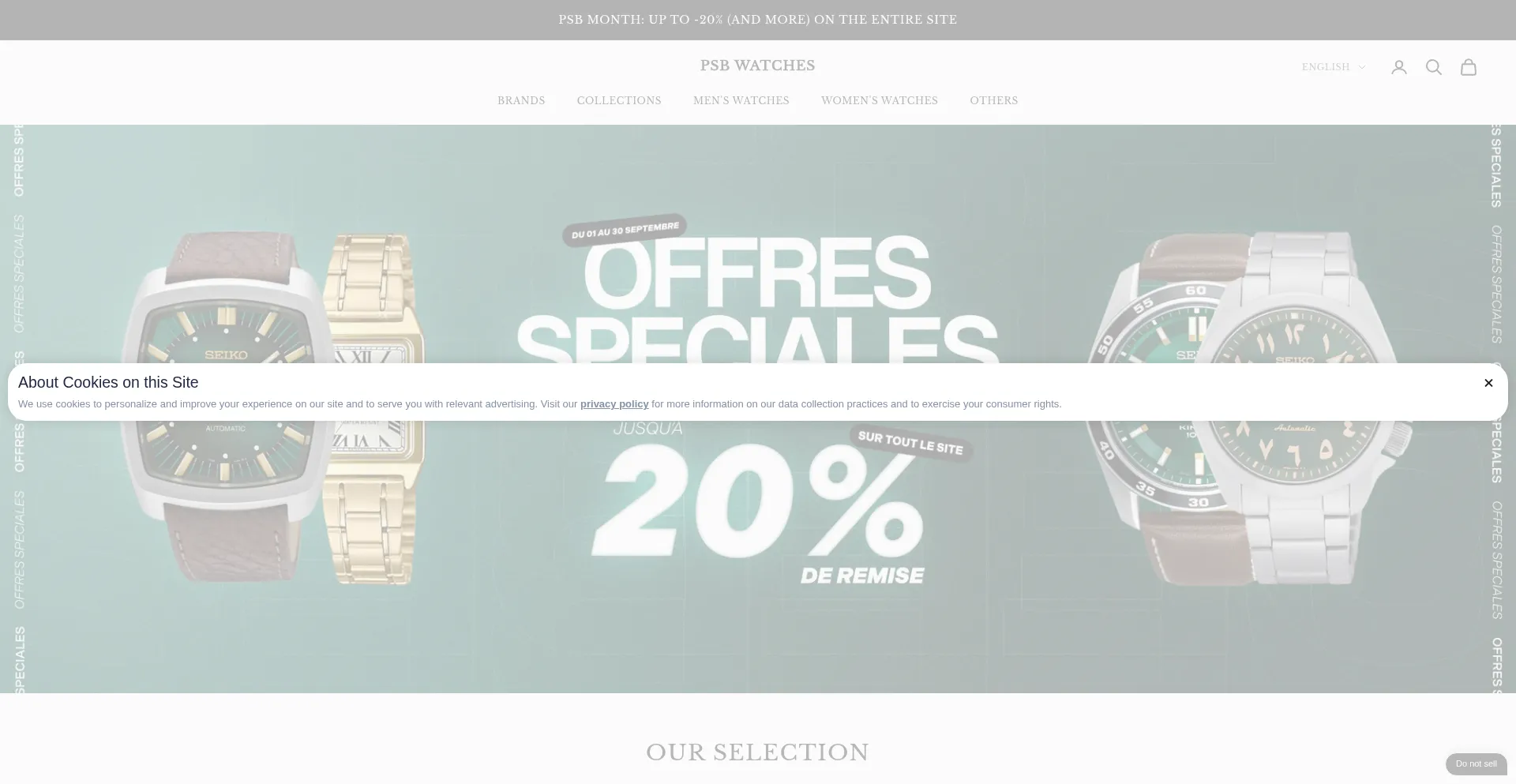 Website screenshot of Psbwatches.com