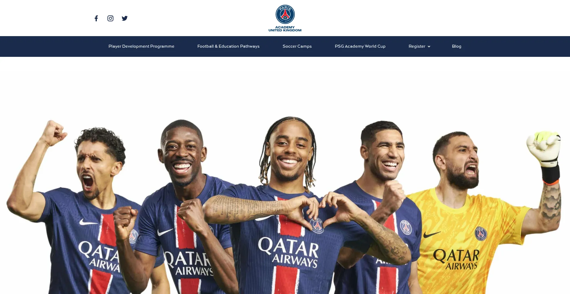 Website screenshot of Psgacademyuk.com