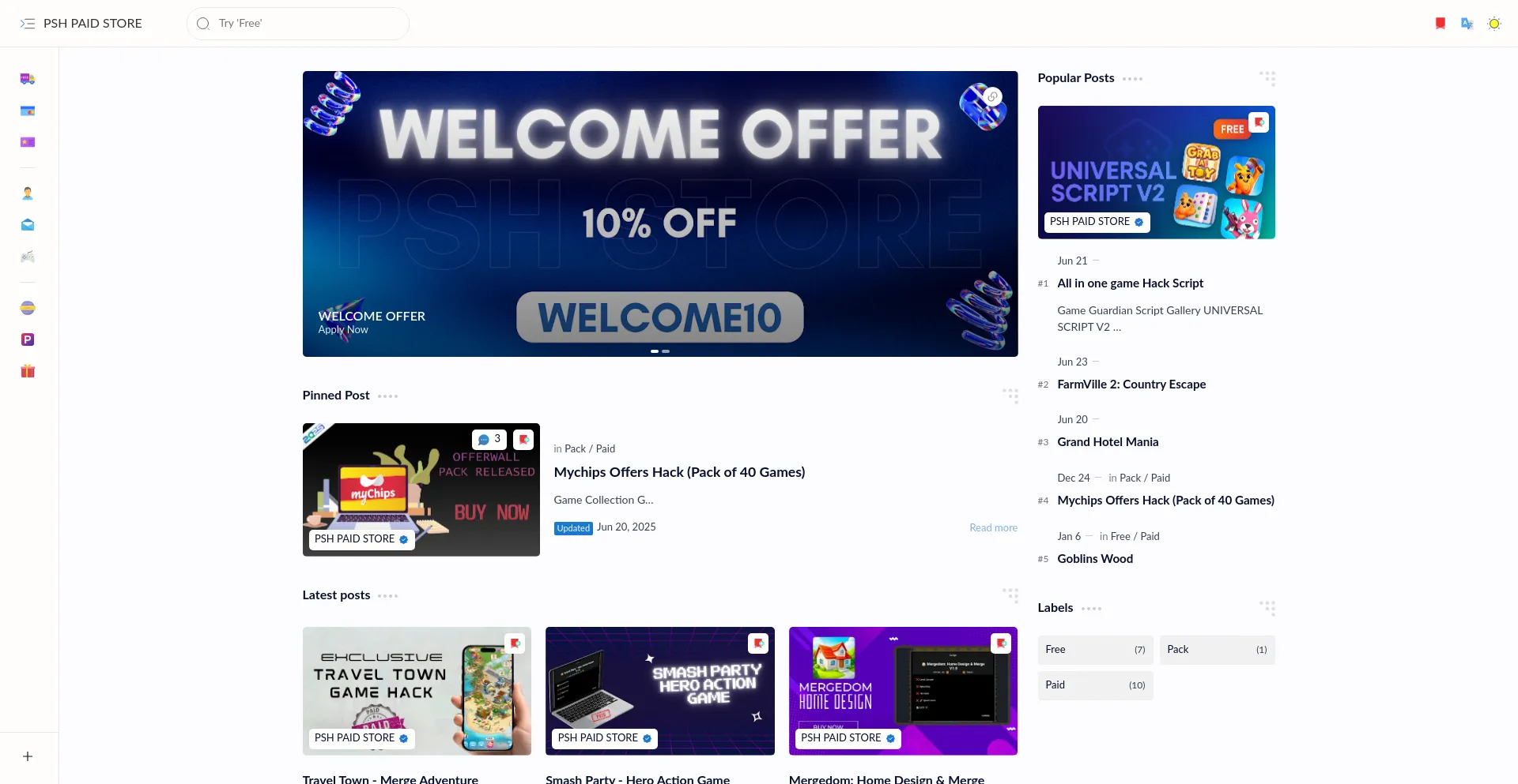 Website screenshot of Pshstore.live