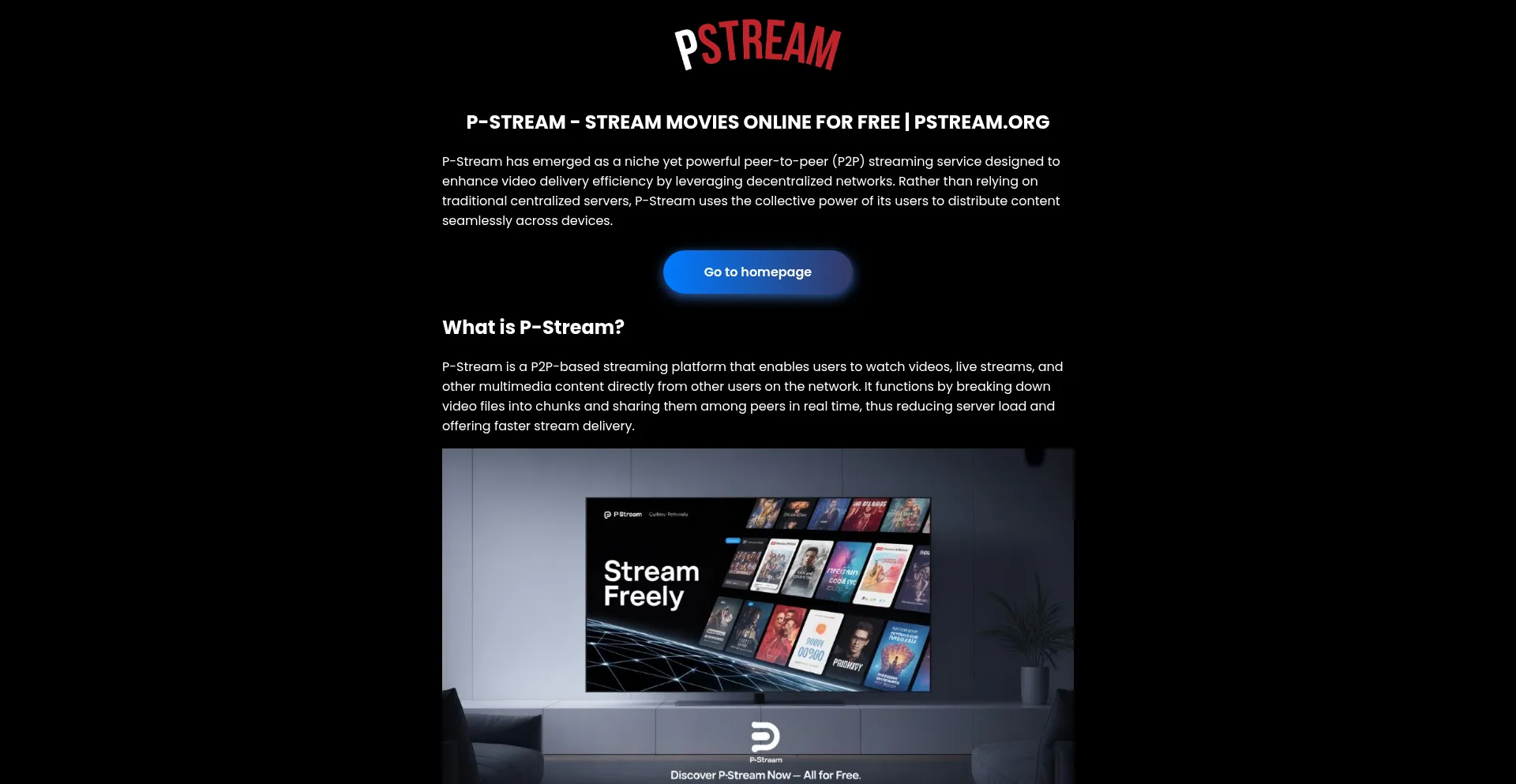 Website screenshot of Pstream.my
